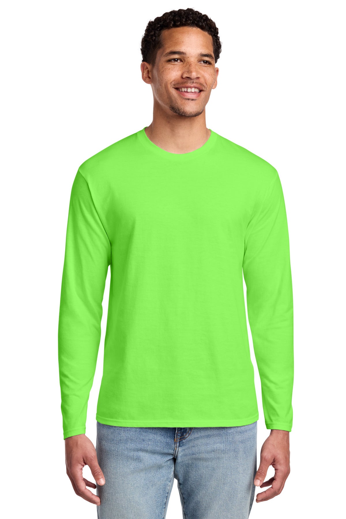 Port & Co Long Sleeve Fan Favorite Tee. PC450LS in Flash Green