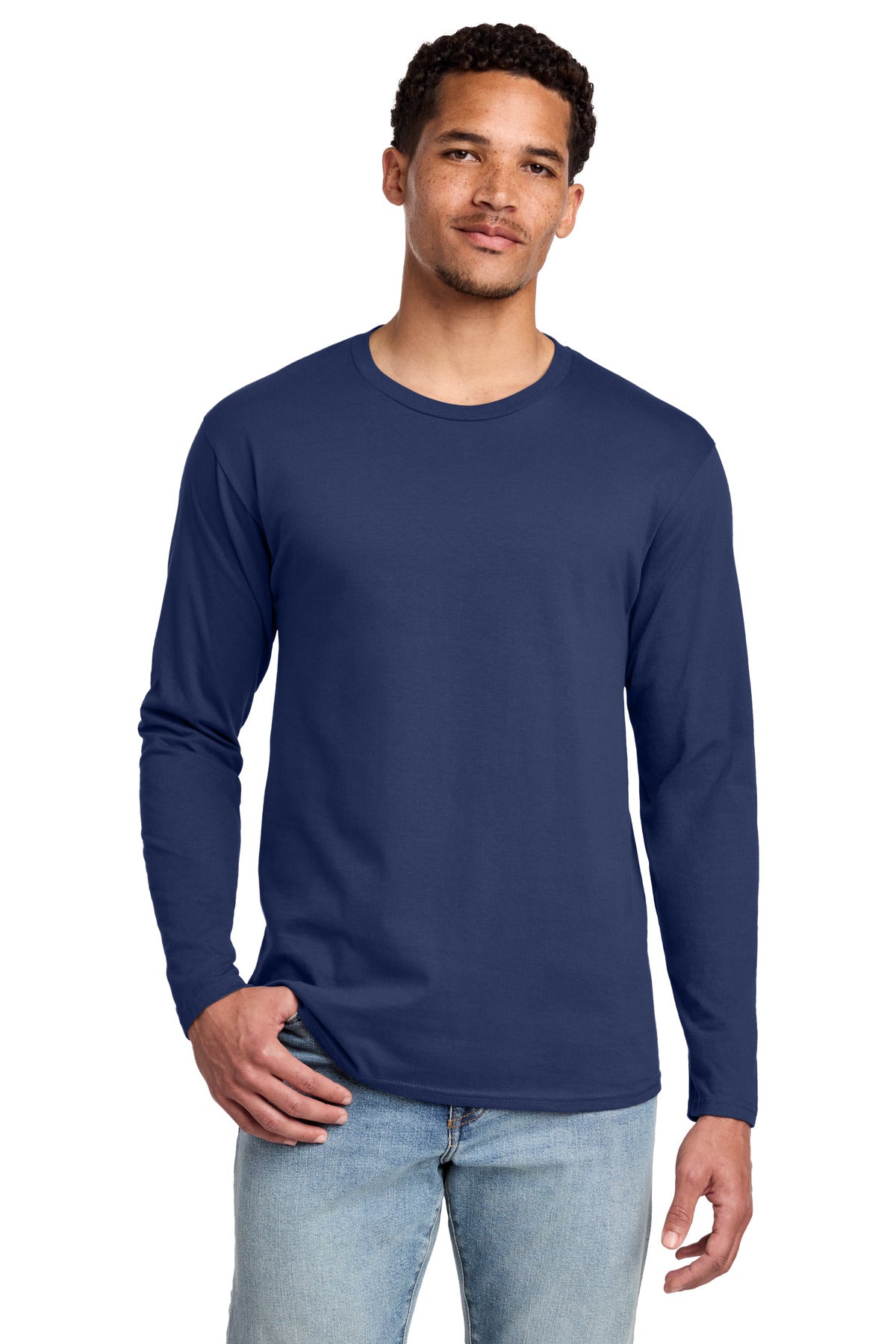 Port & Co Long Sleeve Fan Favorite Tee. PC450LS in Team Navy