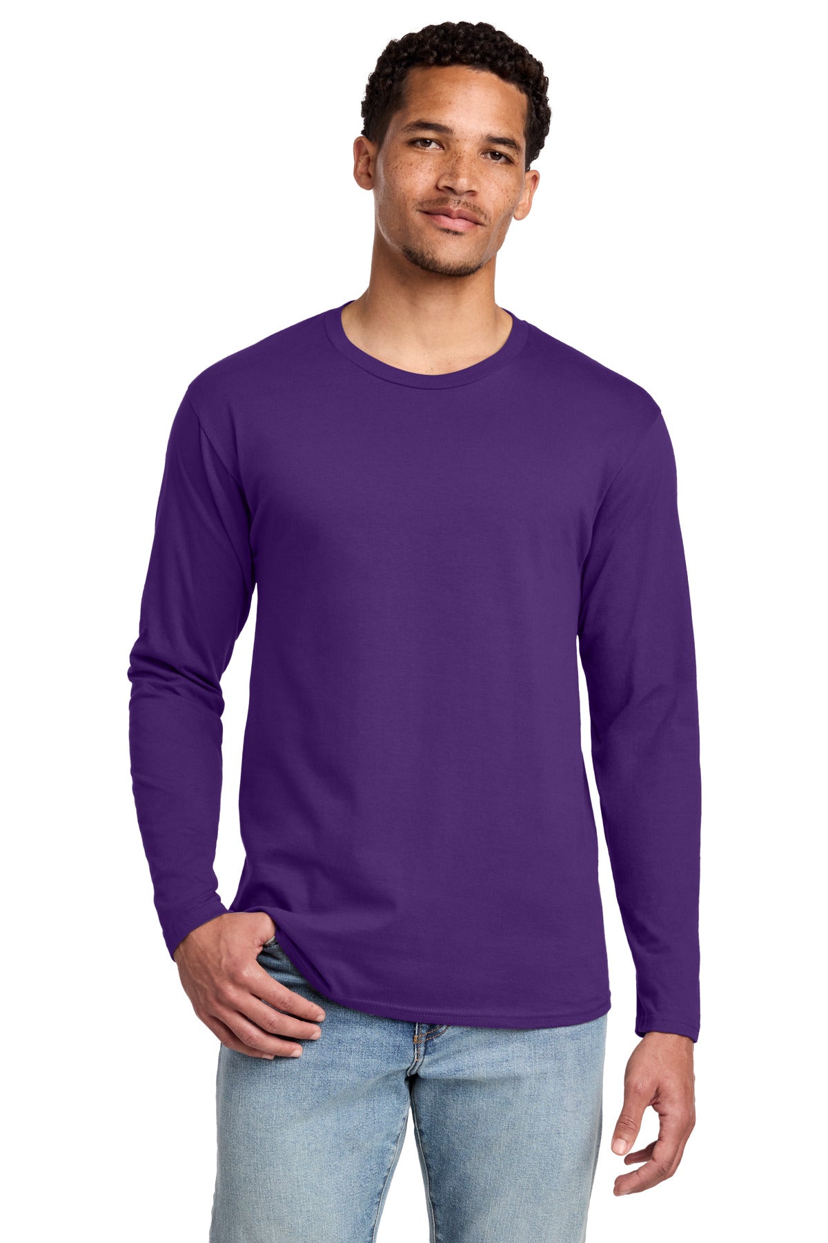 Port & Co Long Sleeve Fan Favorite Tee. PC450LS in Team Purple