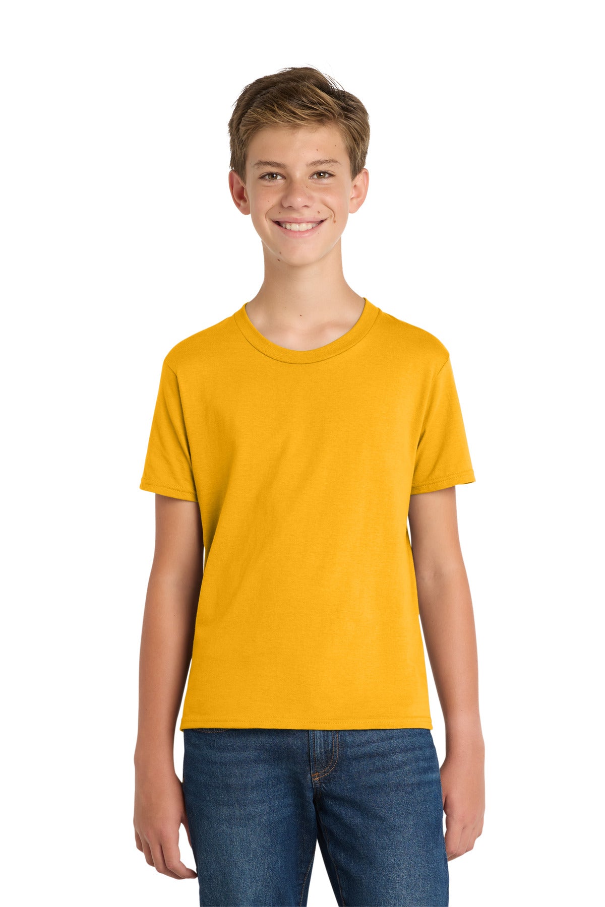Port & Co Youth Fan Favorite Tee. PC450Y in Bright Gold