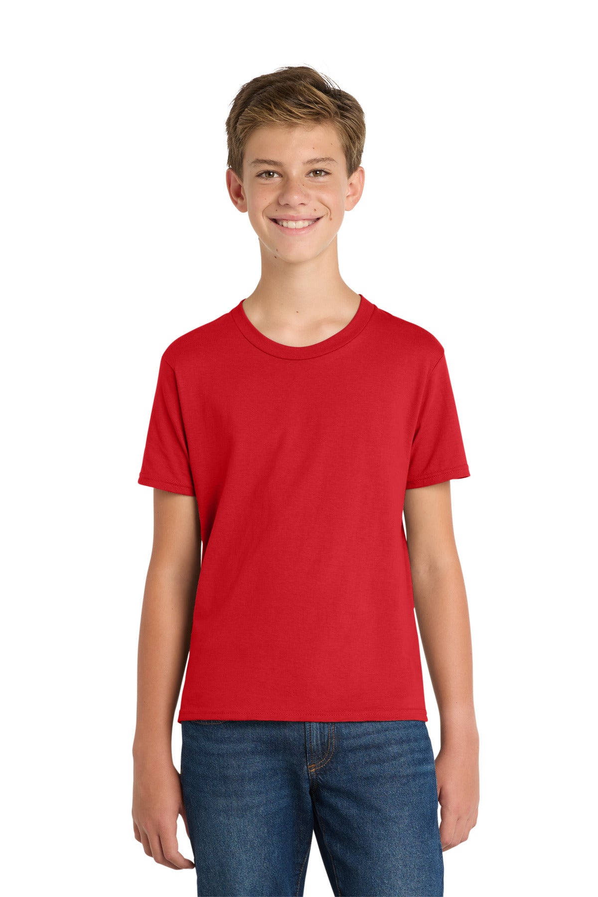 Port & Co Youth Fan Favorite Tee. PC450Y in Bright Red
