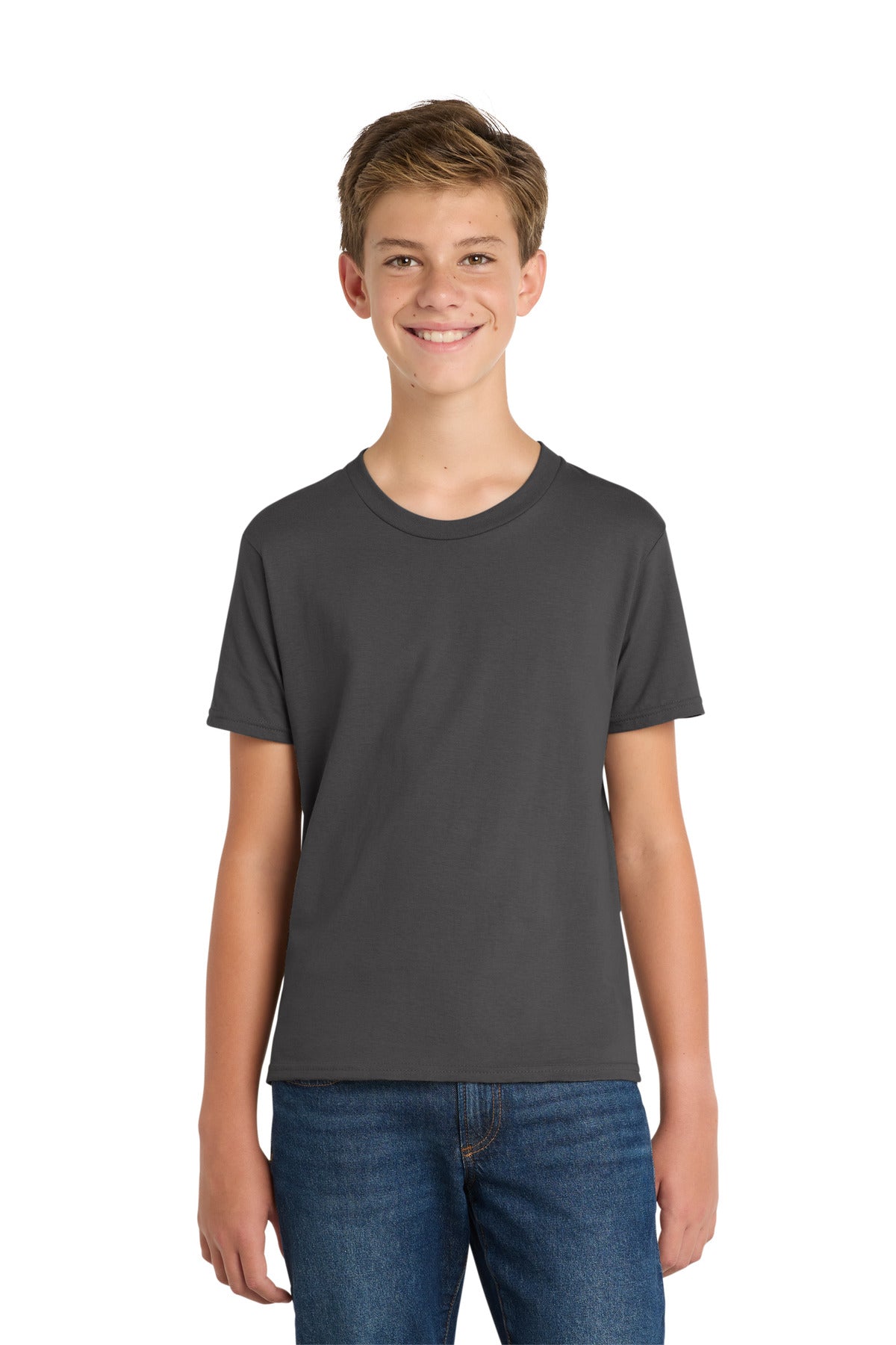 Port & Co Youth Fan Favorite Tee. PC450Y in Charcoal