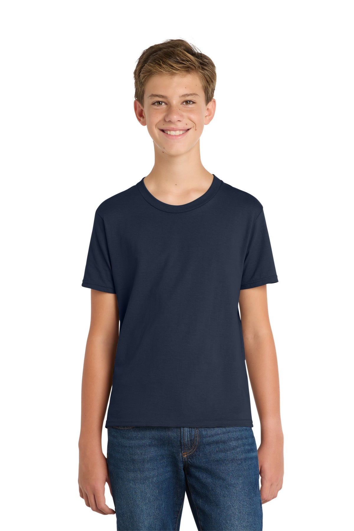 Port & Co Youth Fan Favorite Tee. PC450Y in Deep Navy