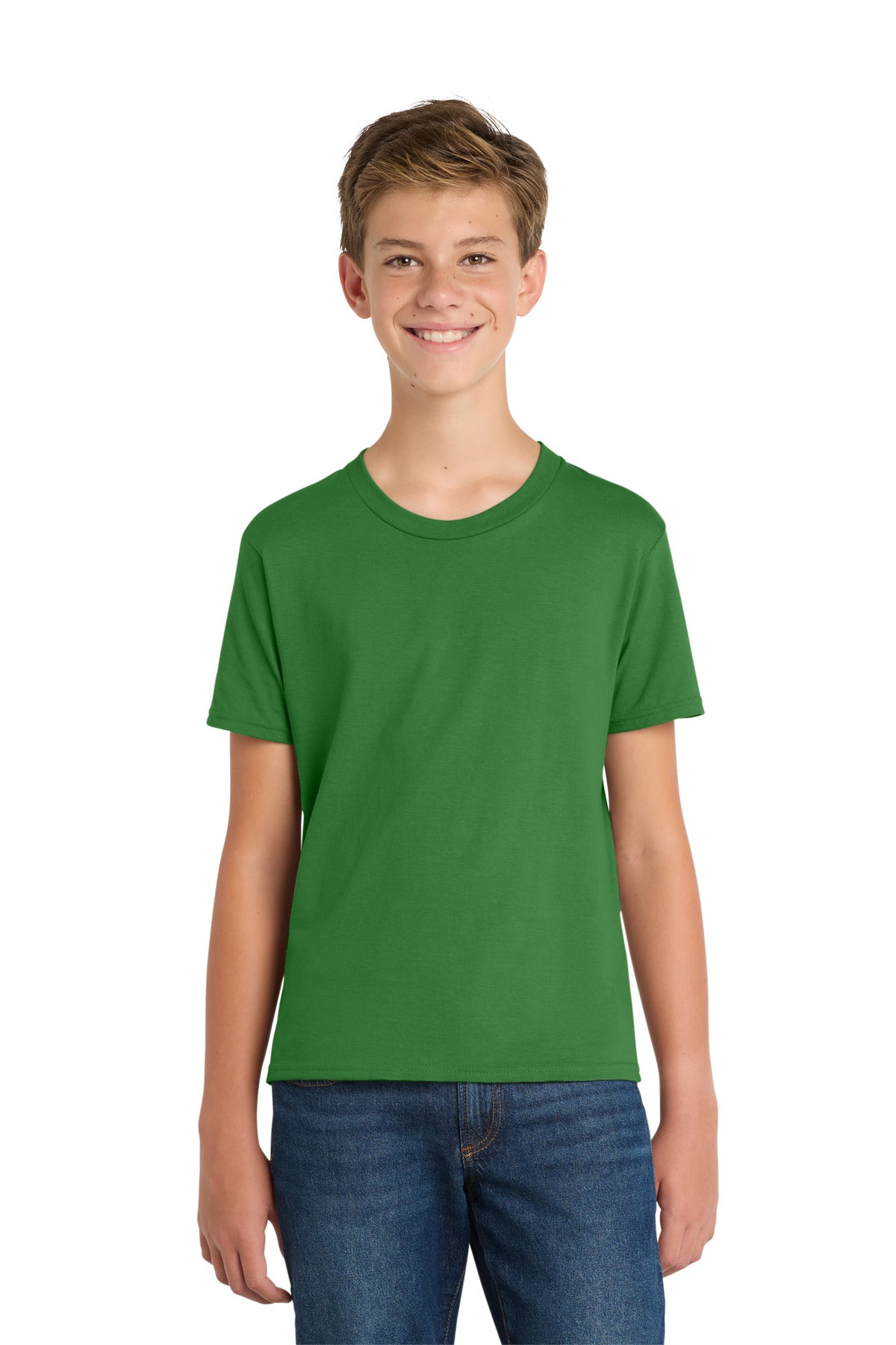 Port & Co Youth Fan Favorite Tee. PC450Y in Kiwi Green