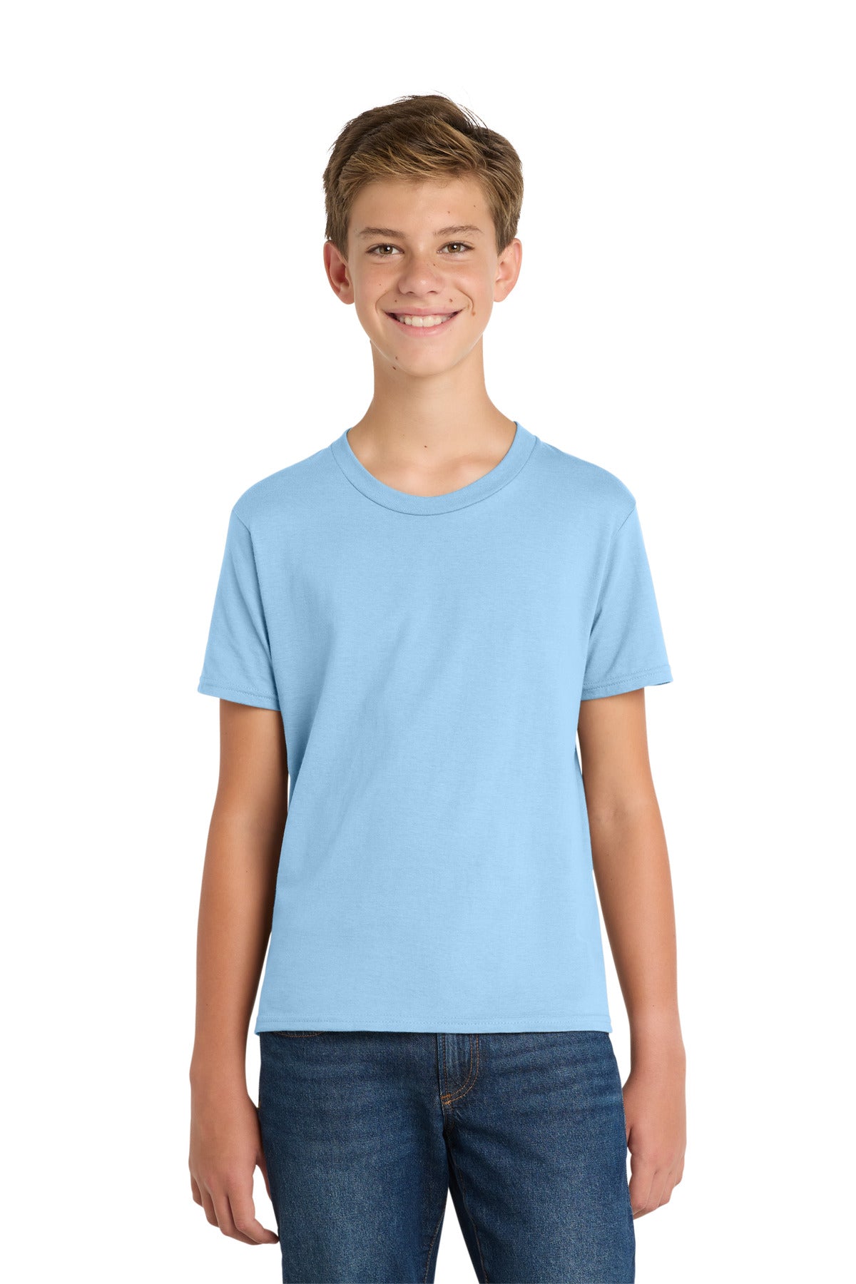Port & Co Youth Fan Favorite Tee. PC450Y in Light Blue
