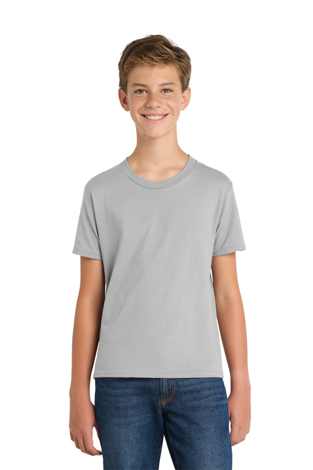 Port & Co Youth Fan Favorite Tee. PC450Y in Silver