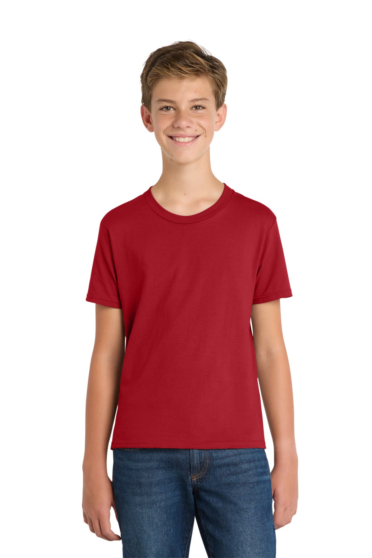 Port & Co Youth Fan Favorite Tee. PC450Y in Team Cardinal
