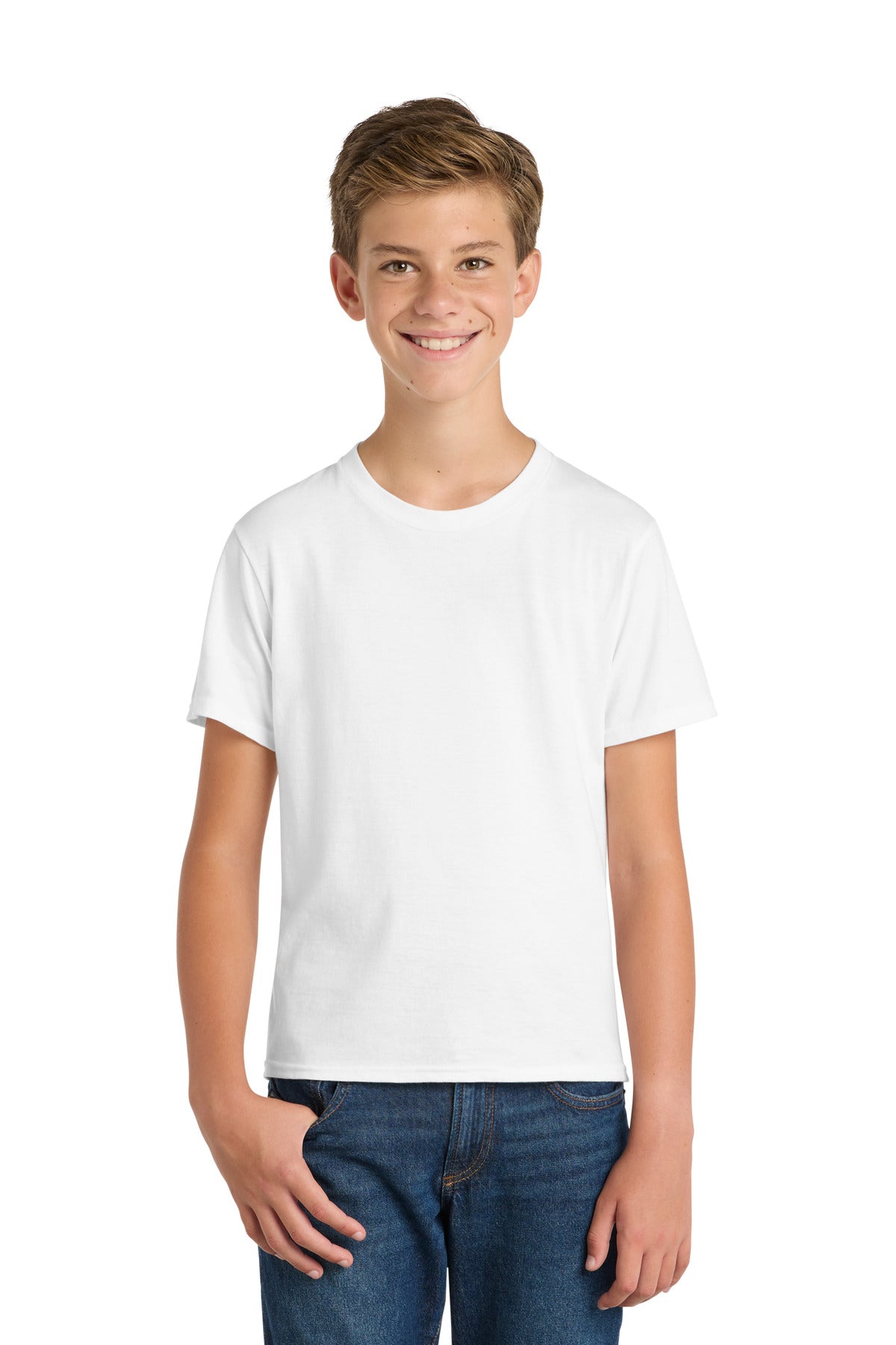Port & Co Youth Fan Favorite Tee. PC450Y in White
