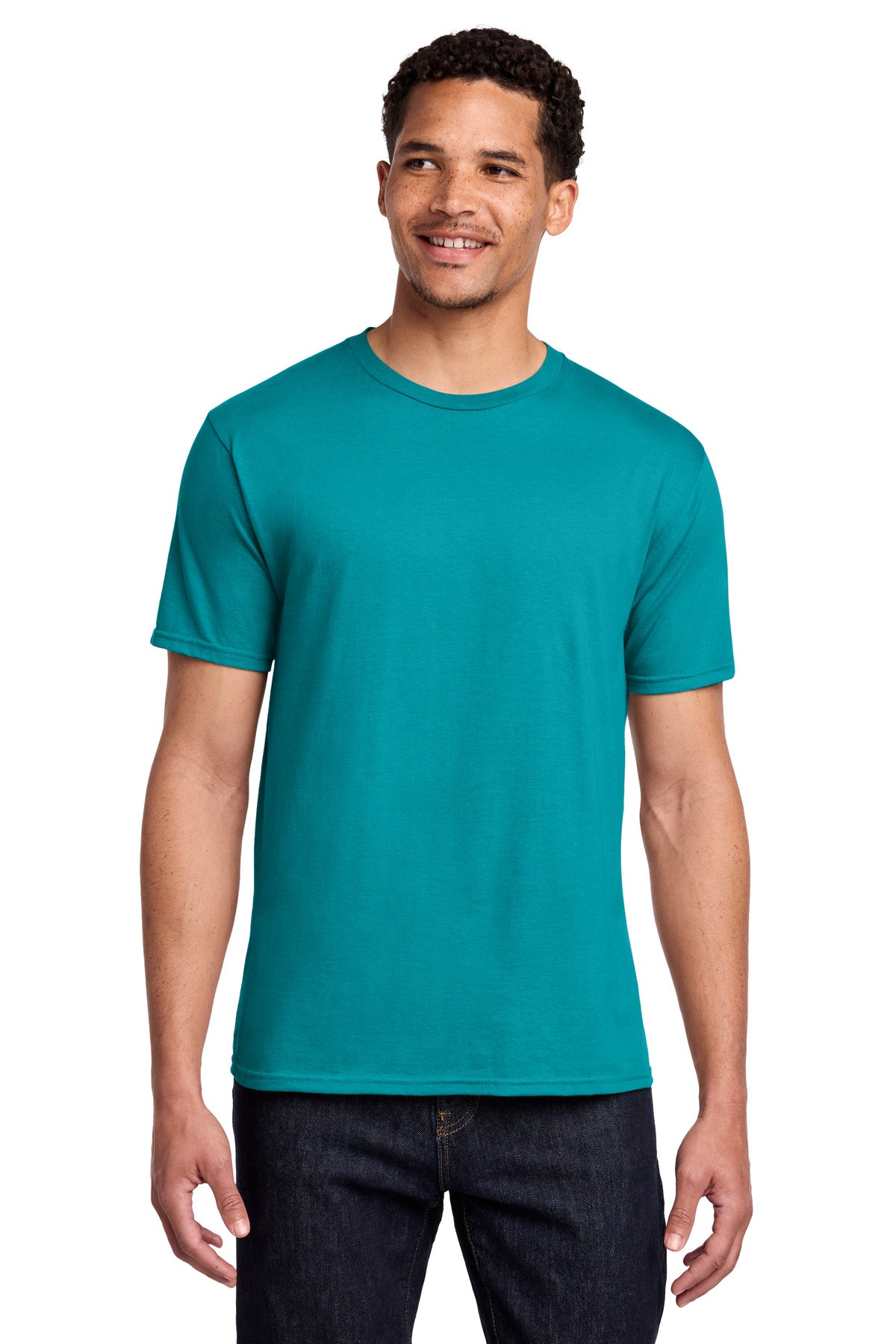Port & Co Fan Favorite Tee. PC450 in Bright Aqua