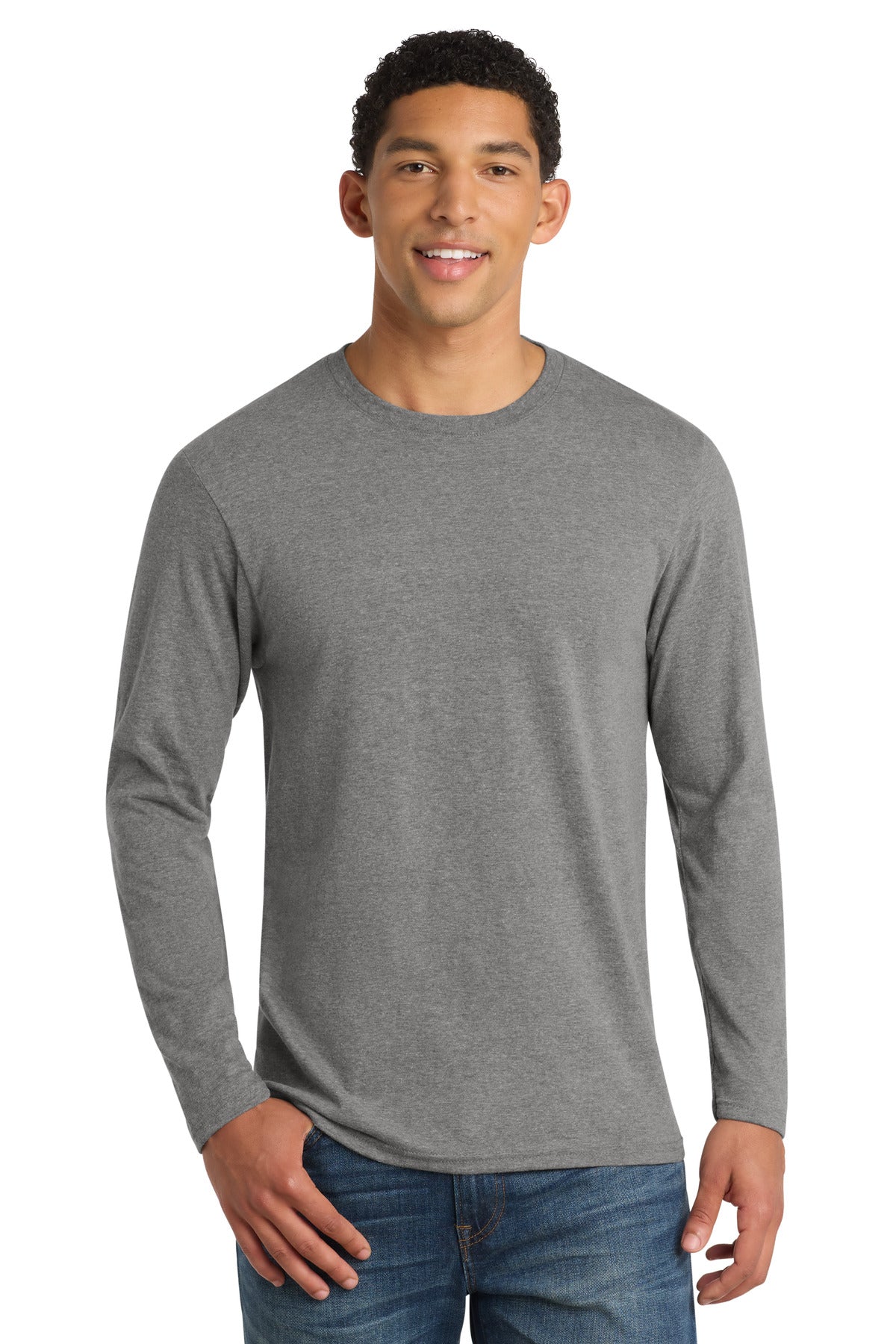 Port & Co Long Sleeve Fan Favorite  Blend Tee. PC455LS in Graphite Heather