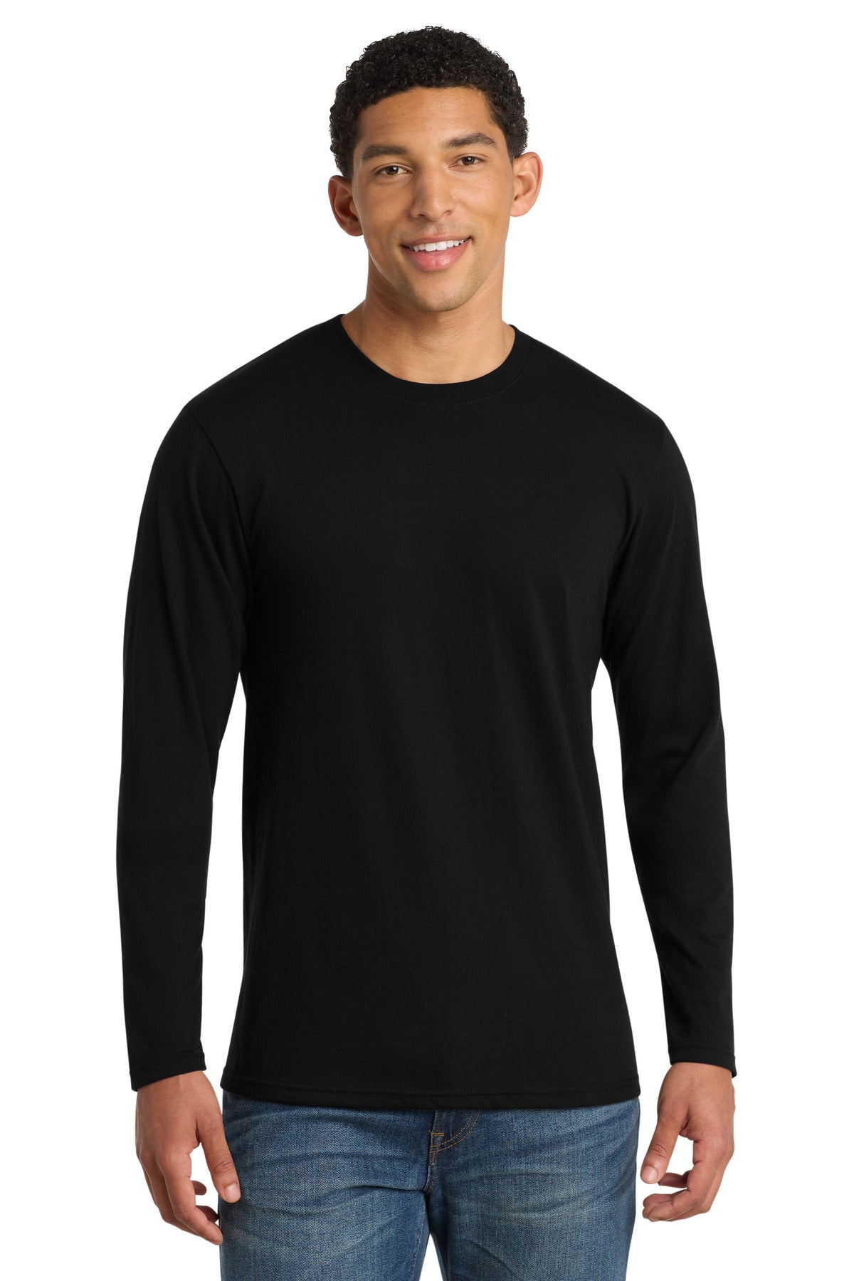 Port & Co Long Sleeve Fan Favorite  Blend Tee. PC455LS in Jet Black