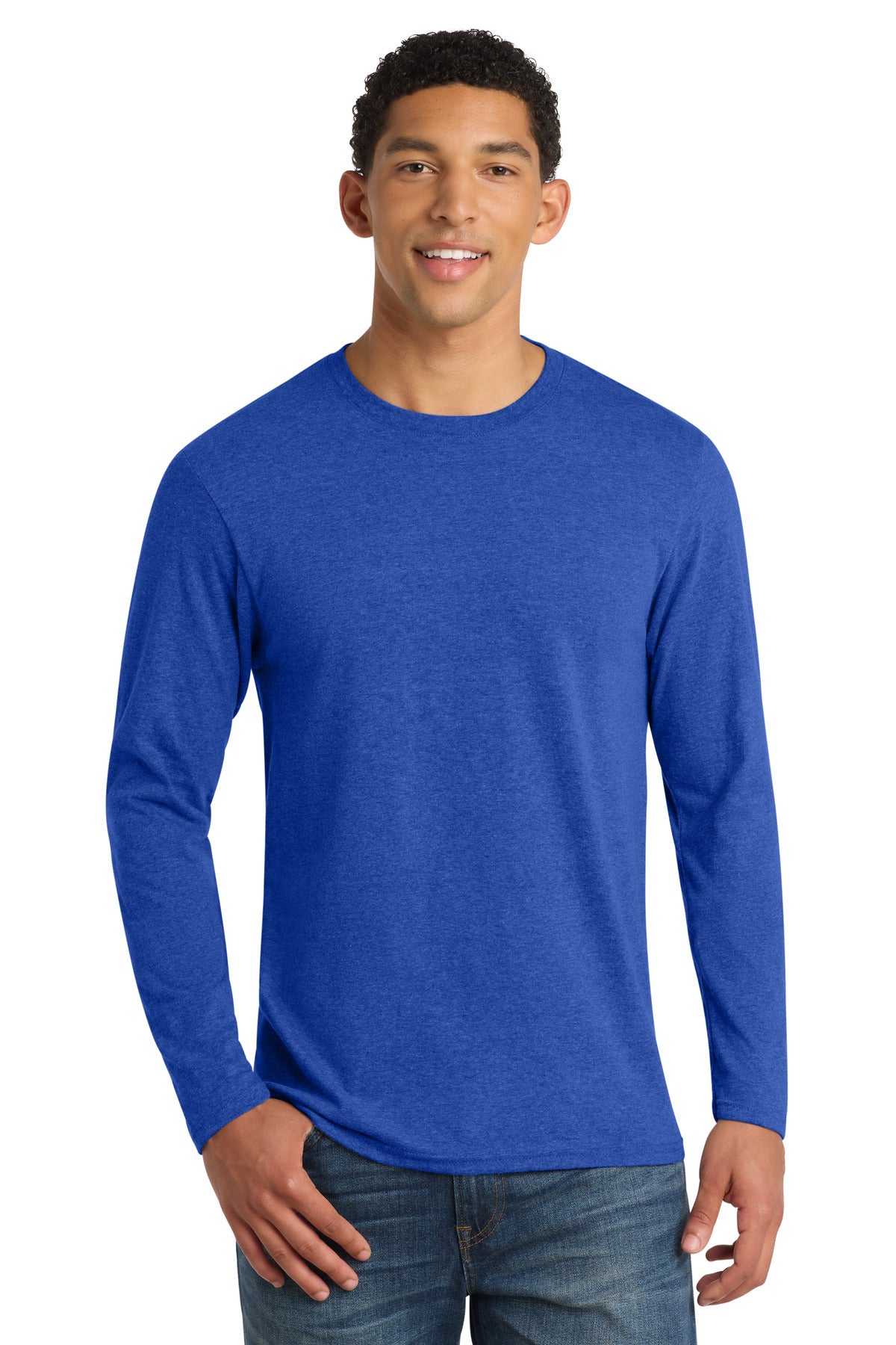 Port & Co Long Sleeve Fan Favorite  Blend Tee. PC455LS in True Royal Heather