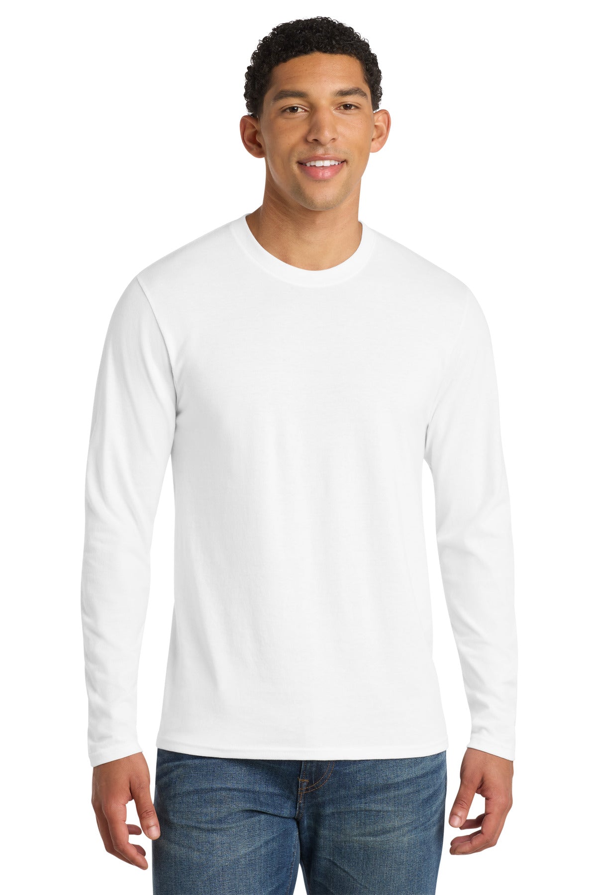 Port & Co Long Sleeve Fan Favorite  Blend Tee. PC455LS in White
