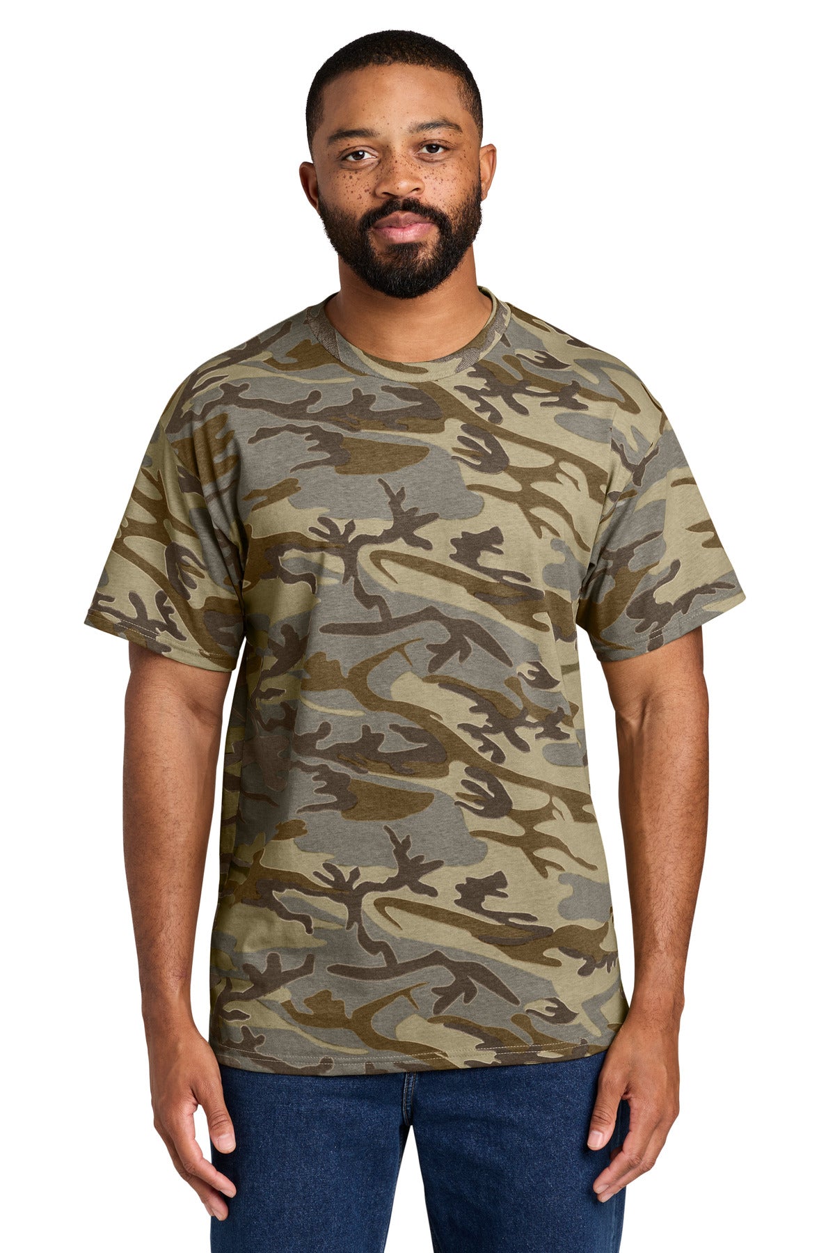 Port & Co Core Cotton Camo Tee.  PC54C in Desert Camo
