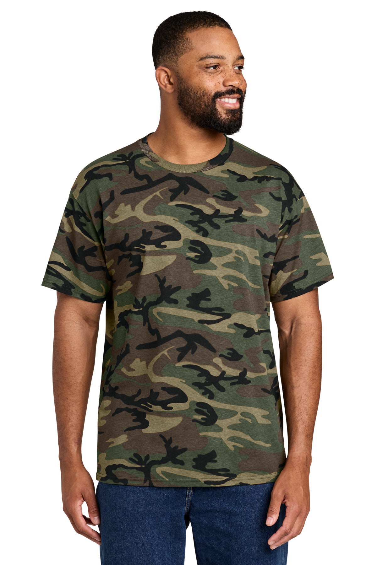 Port & Co Core Cotton Camo Tee.  PC54C in Military Camo