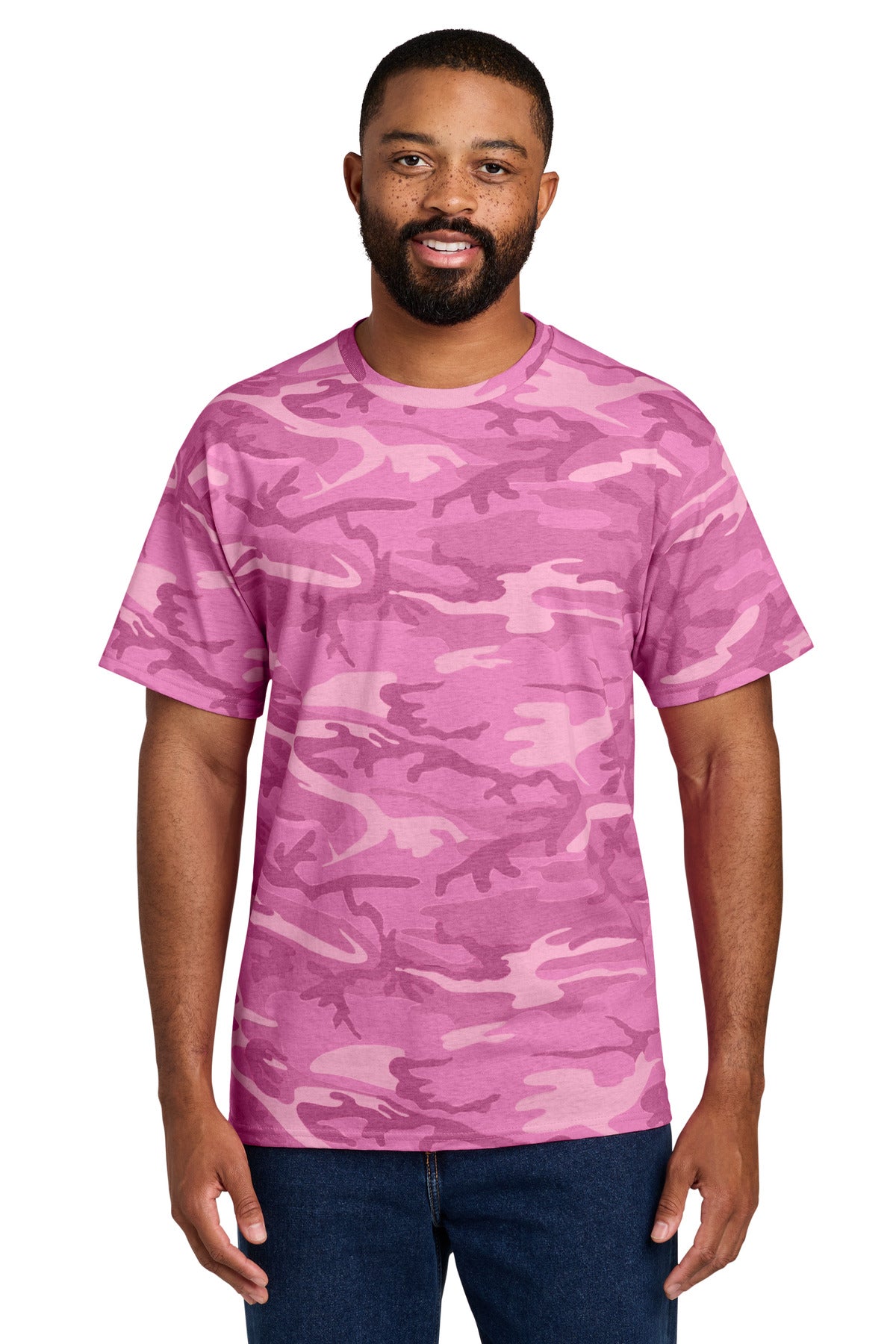 Port & Co Core Cotton Camo Tee.  PC54C in Pink Camo