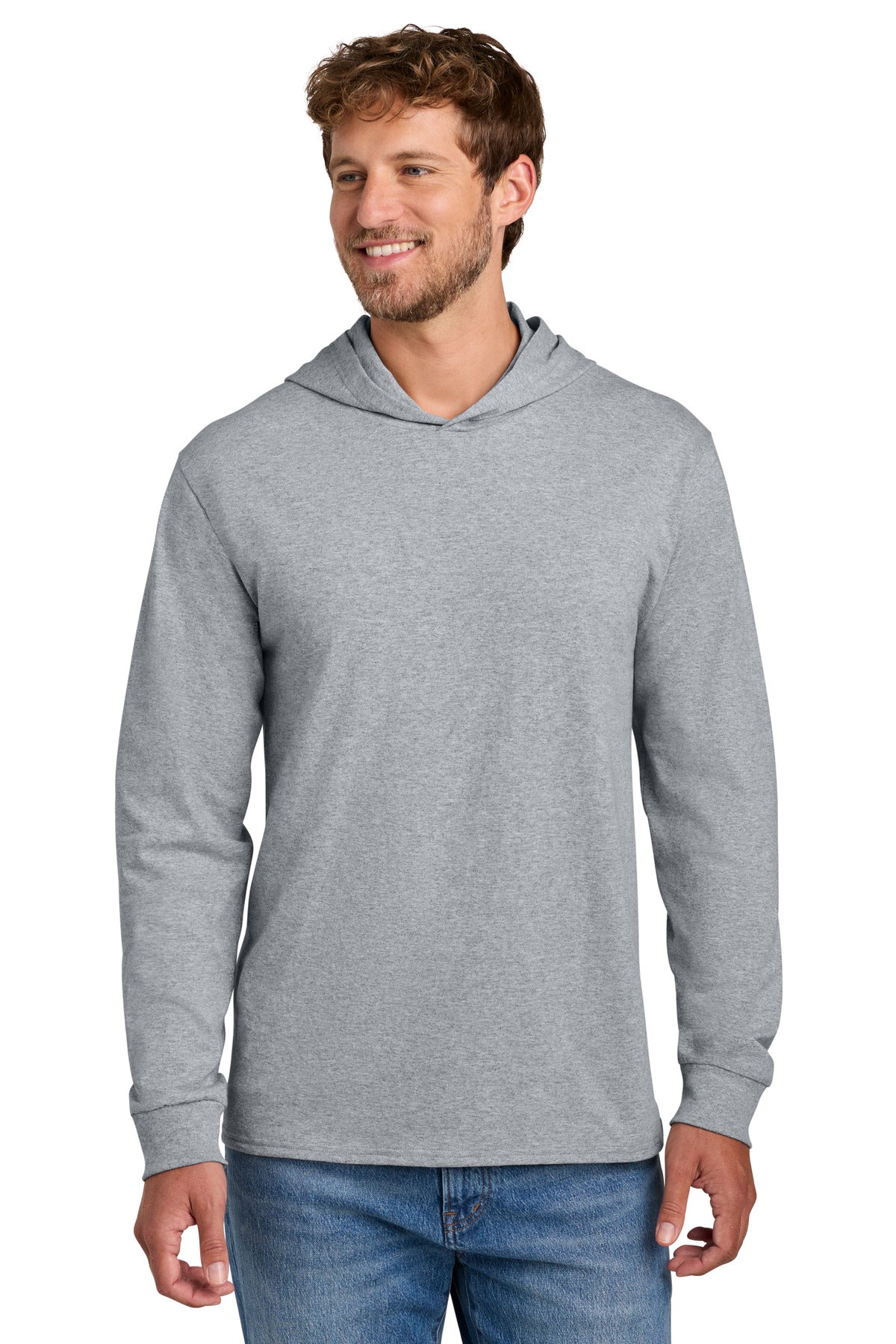 Port & Co Core Cotton Pullover Hooded Tee PC54H in Athletic Heather
