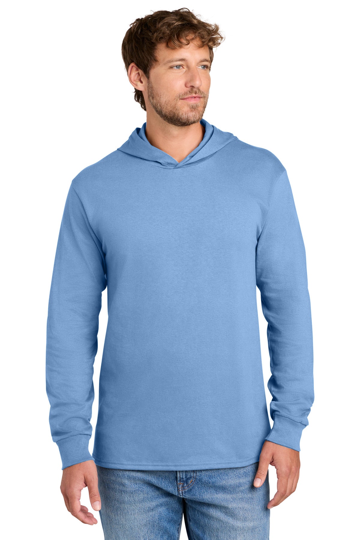 Port & Co Core Cotton Pullover Hooded Tee PC54H in Carolina Blue