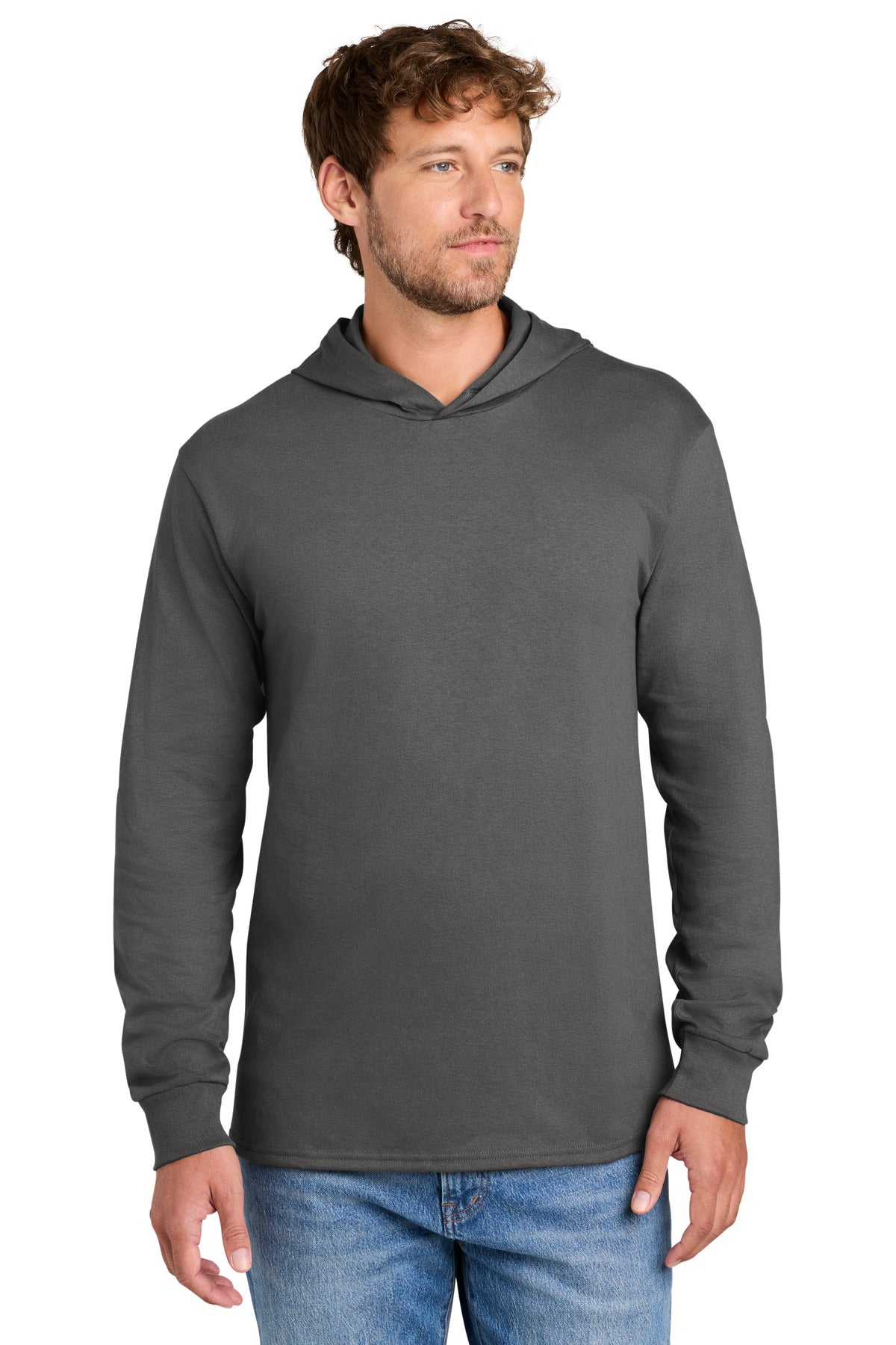 Port & Co Core Cotton Pullover Hooded Tee PC54H in Charcoal