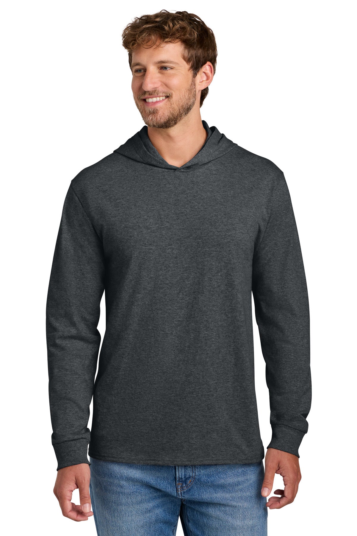 Port & Co Core Cotton Pullover Hooded Tee PC54H in Dark Heather Grey