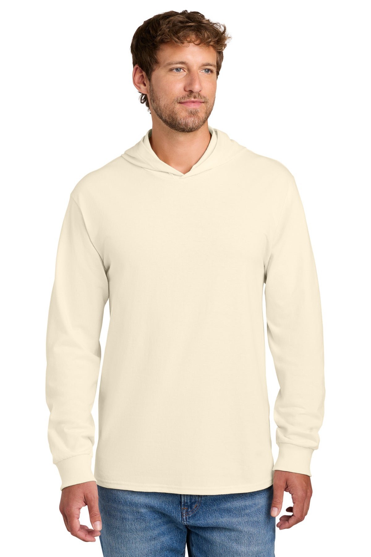 Port & Co Core Cotton Pullover Hooded Tee PC54H in Natural