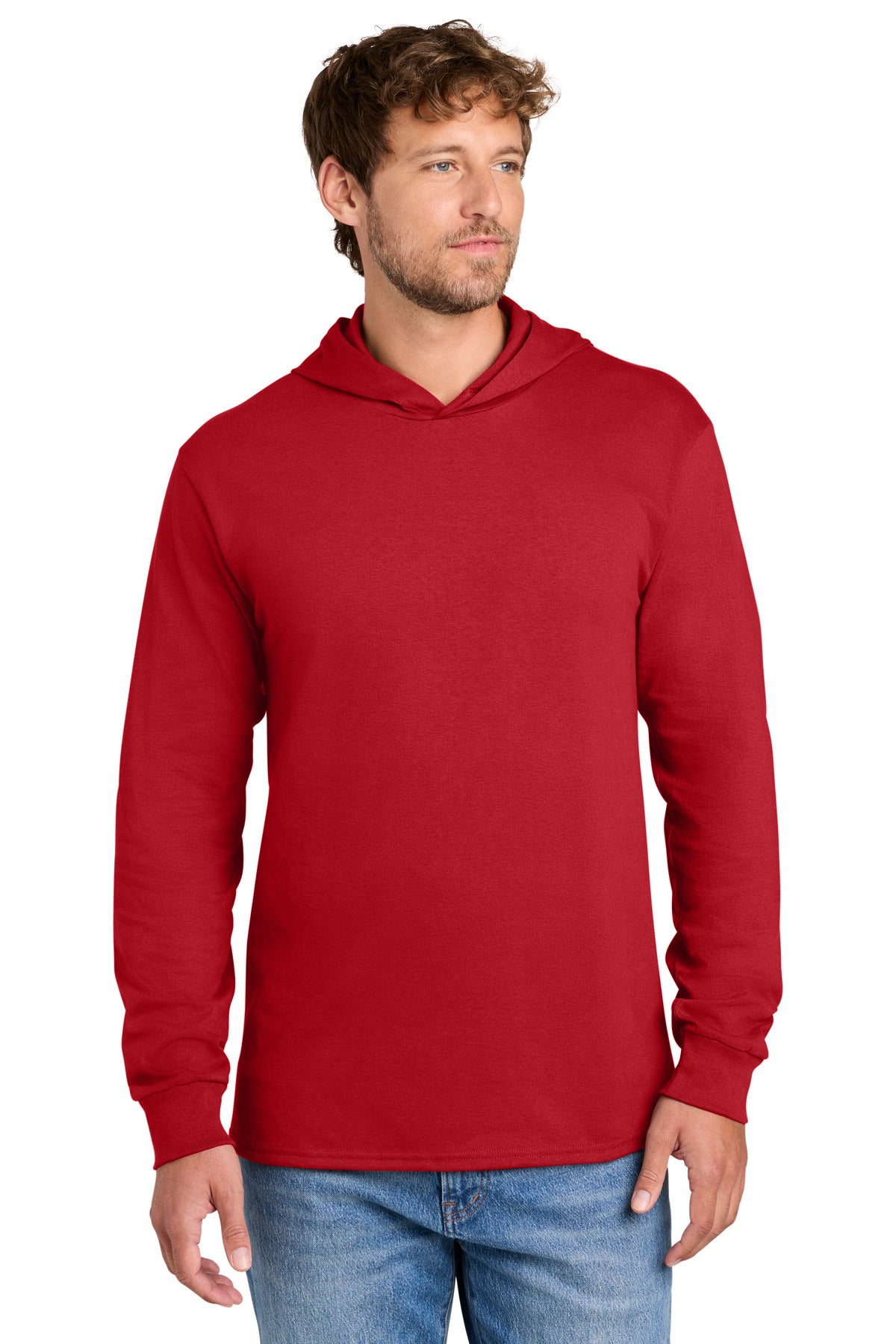 Port & Co Core Cotton Pullover Hooded Tee PC54H in Red