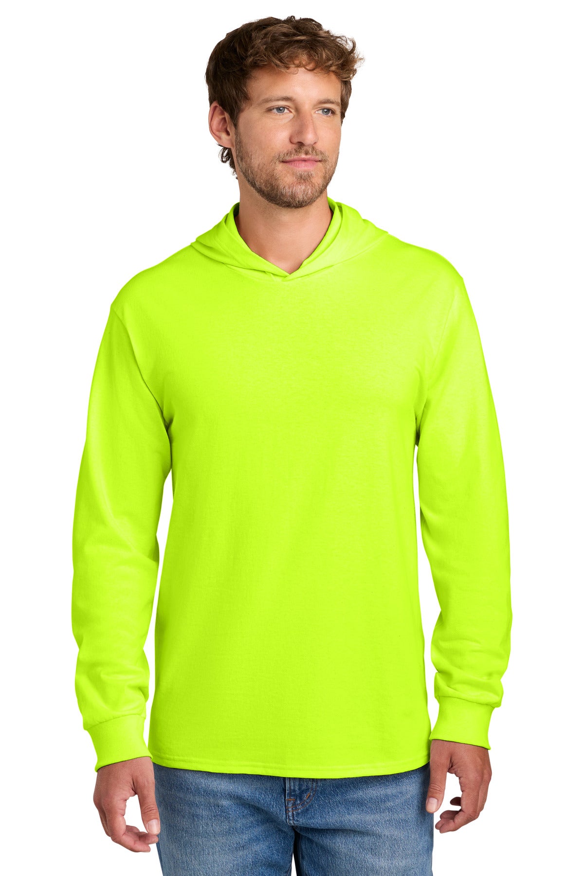 Port & Co Core Cotton Pullover Hooded Tee PC54H in S. Green