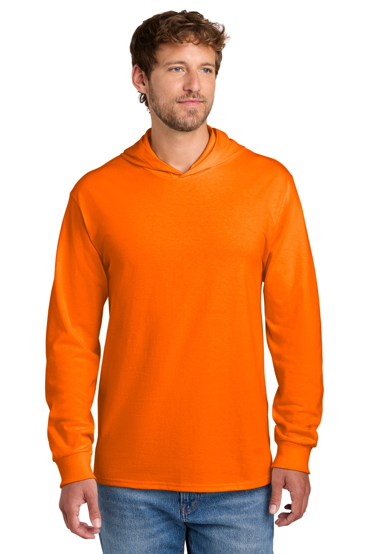 Port & Co Core Cotton Pullover Hooded Tee PC54H in S. Orange