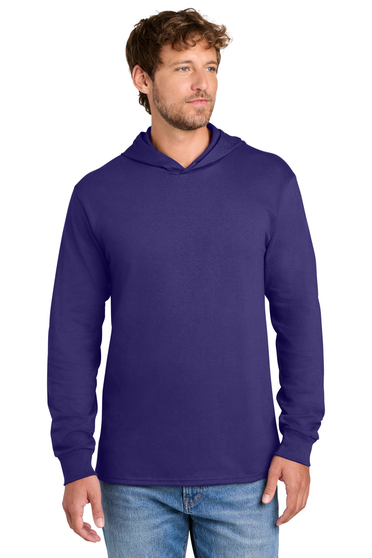 Port & Co Core Cotton Pullover Hooded Tee PC54H in Team Purple
