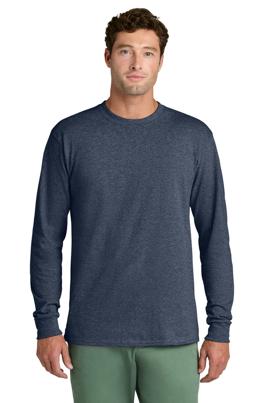Port & Co Long Sleeve Core Cotton Tee. PC54LS in Heather Navy