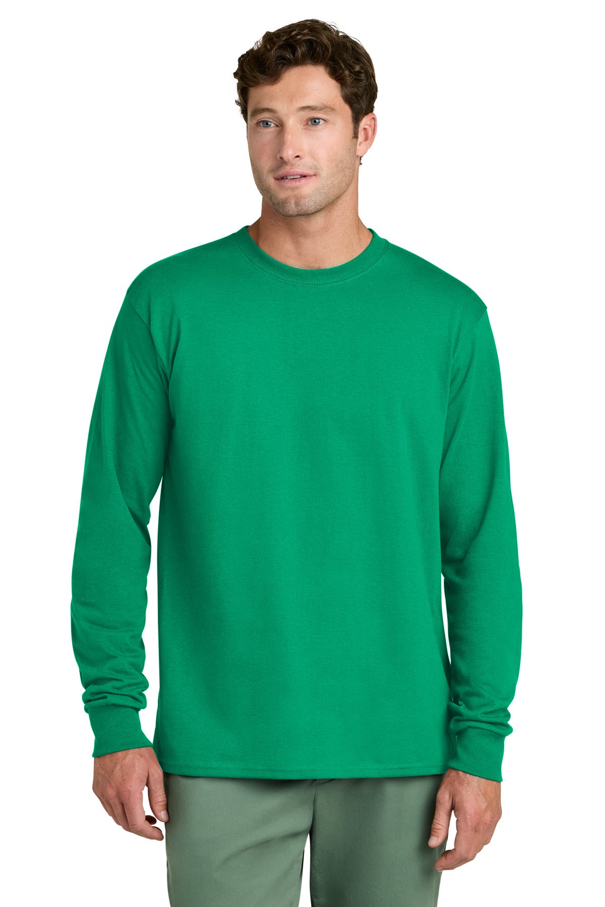 Port & Co Long Sleeve Core Cotton Tee. PC54LS in Kelly