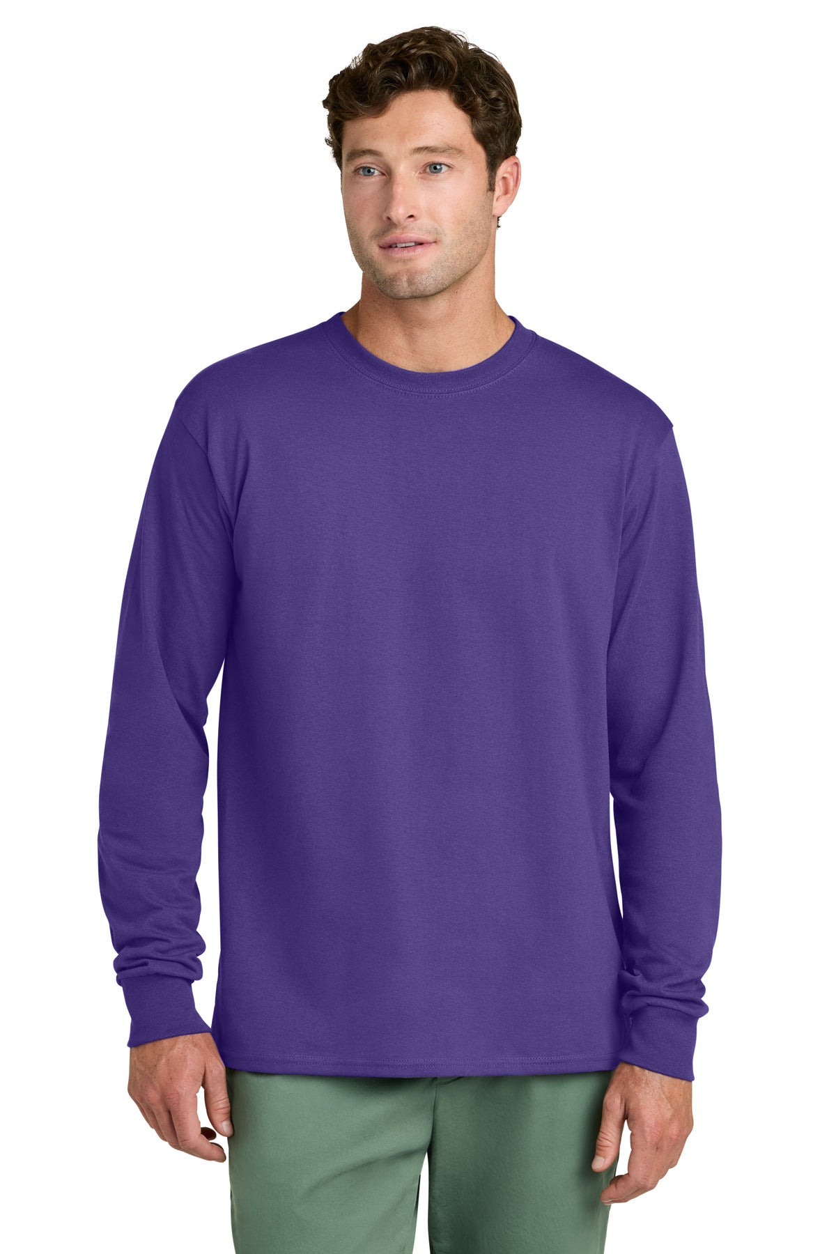 Port & Co Long Sleeve Core Cotton Tee. PC54LS in Purple