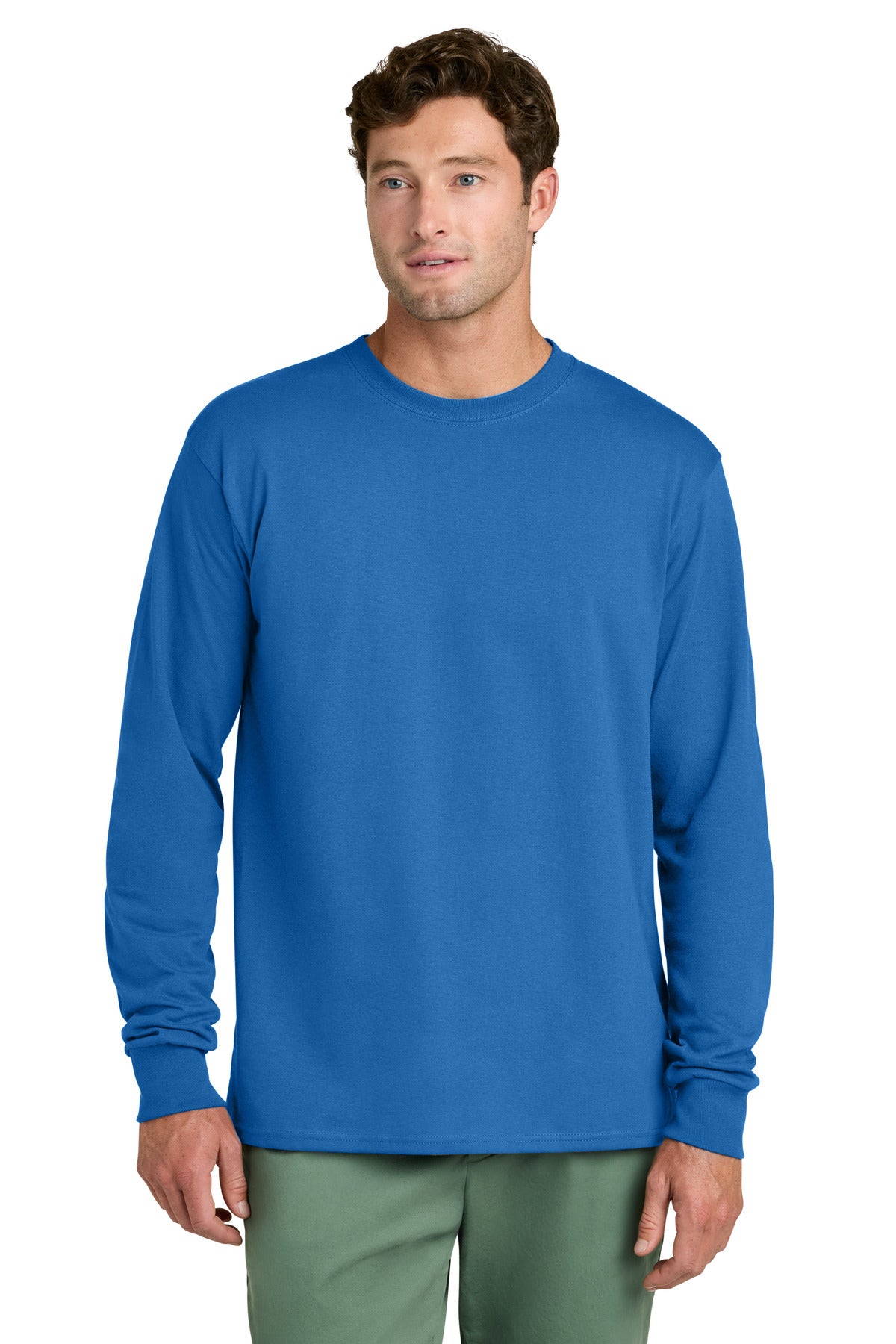 Port & Co Long Sleeve Core Cotton Tee. PC54LS in Royal