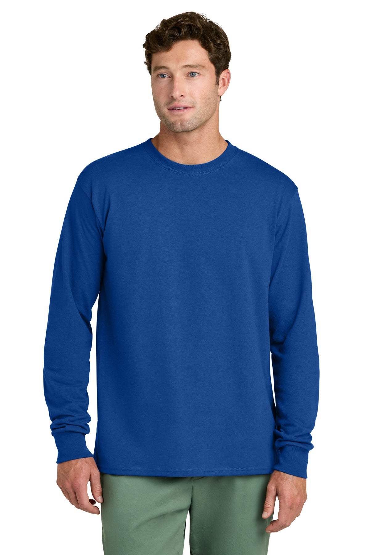 Port & Co Long Sleeve Core Cotton Tee. PC54LS in True Royal