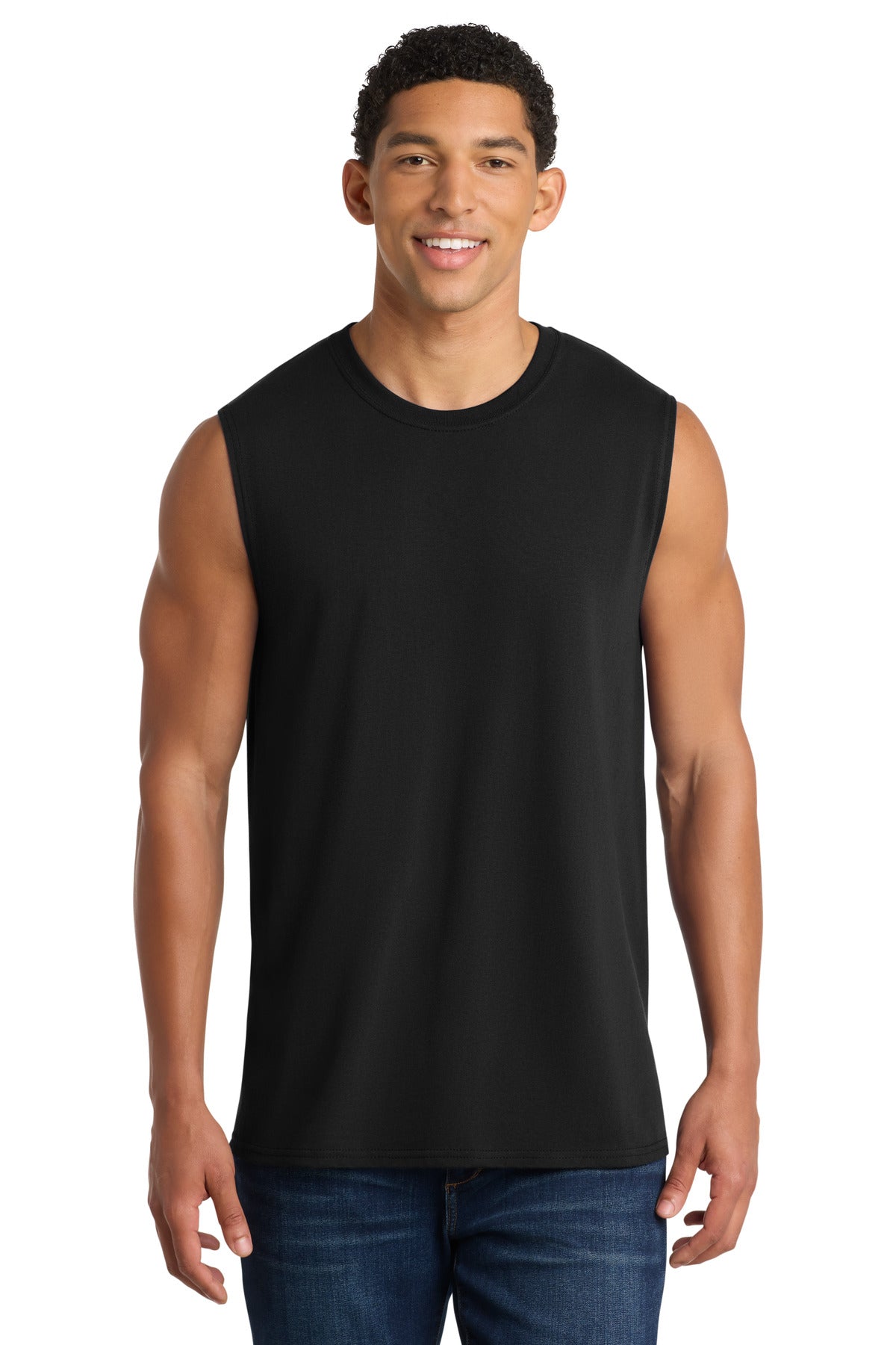 Port & Co Core Cotton Sleeveless Tee. PC54SL in Jet Black