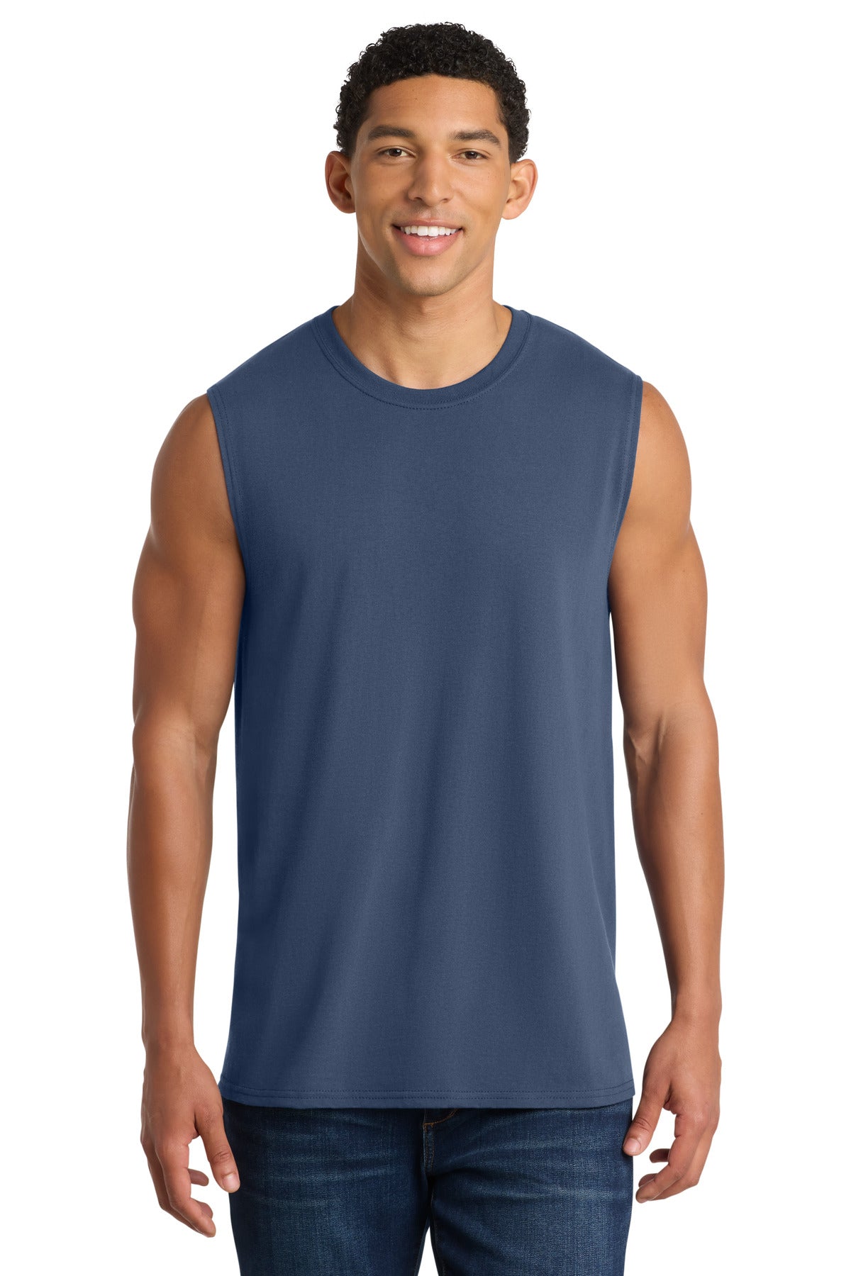 Port & Co Core Cotton Sleeveless Tee. PC54SL in Navy