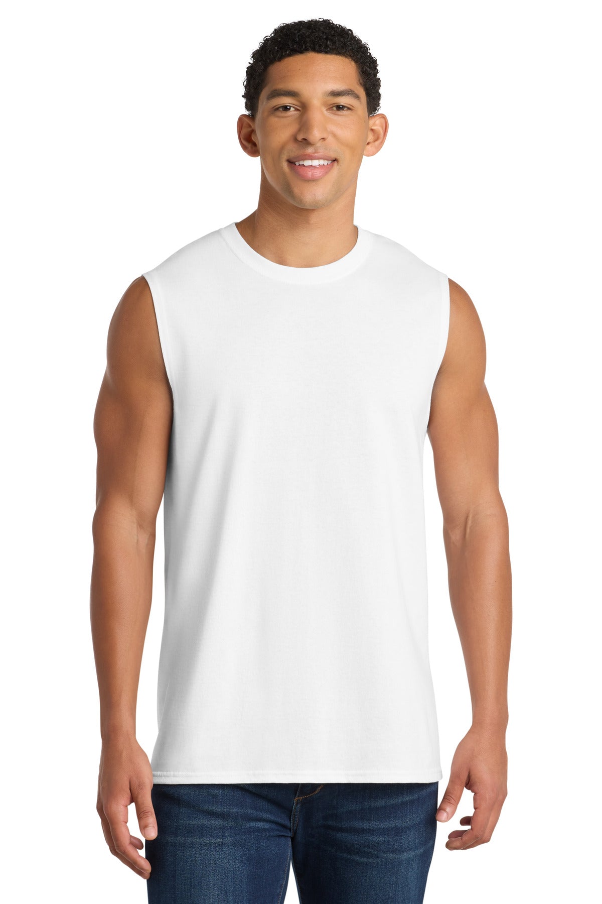 Port & Co Core Cotton Sleeveless Tee. PC54SL in White