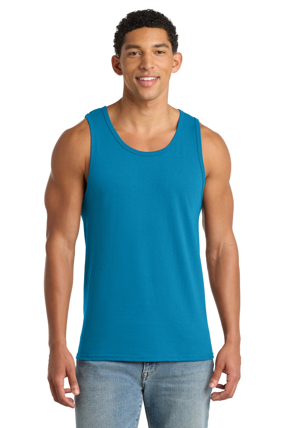 Port & Co Core Cotton Tank Top.  PC54TT in Neon Blue