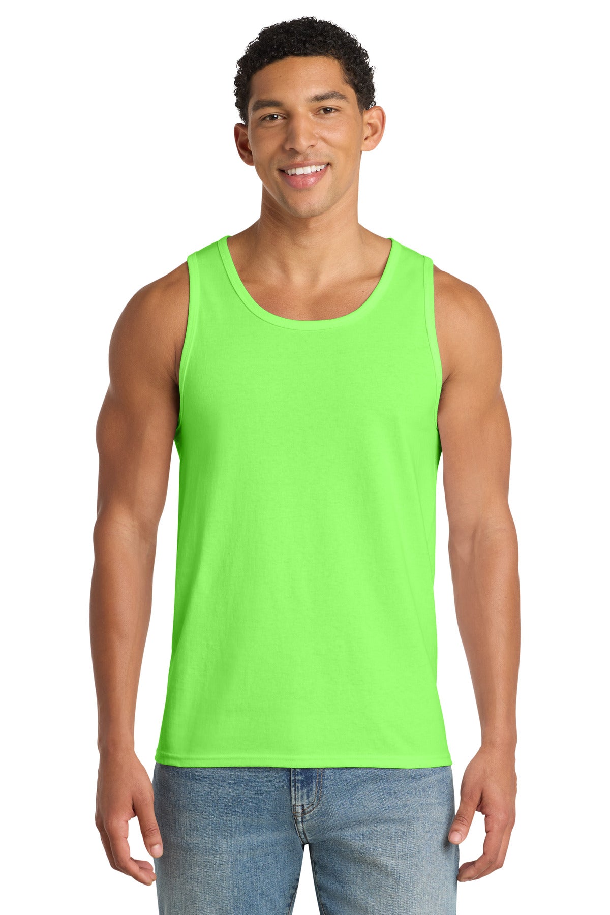 Port & Co Core Cotton Tank Top.  PC54TT in Neon Green
