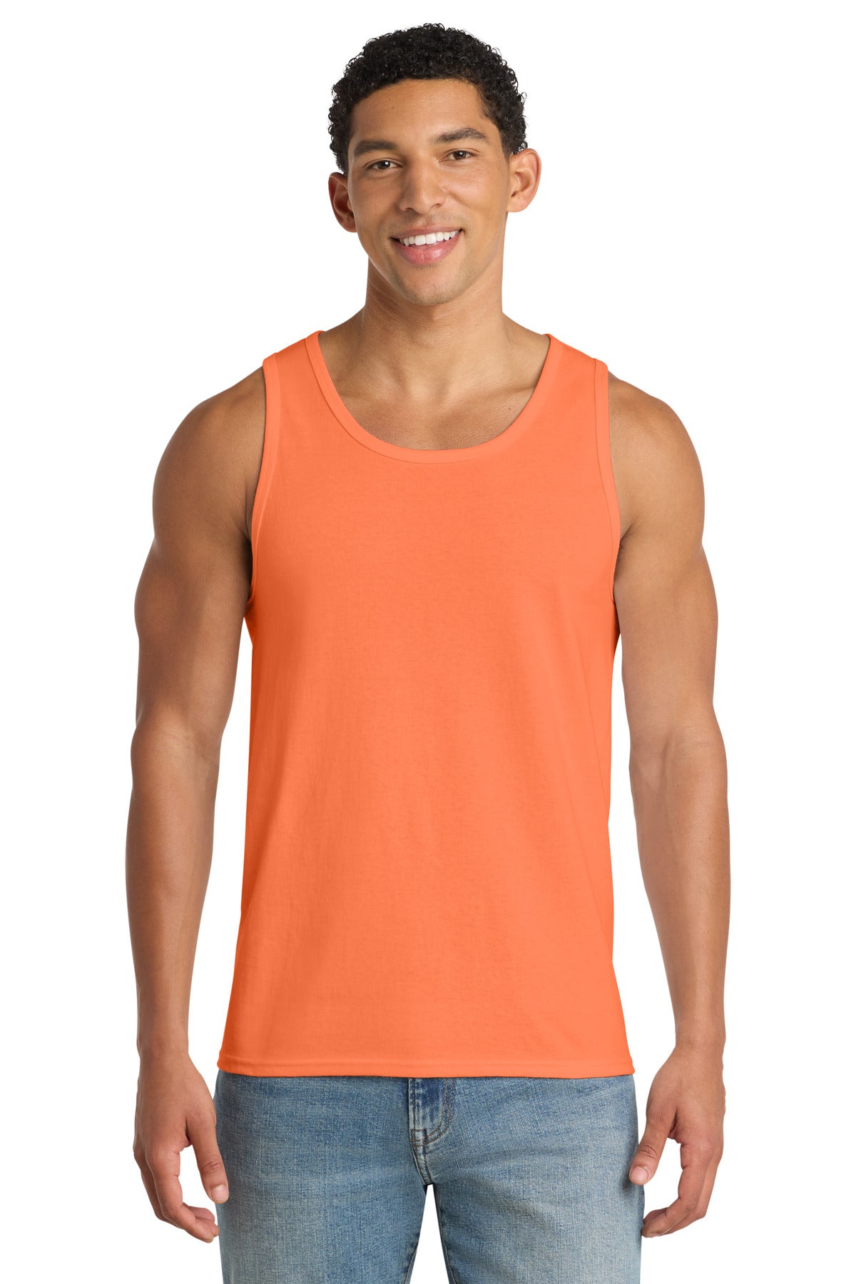 Port & Co Core Cotton Tank Top.  PC54TT in Neon Orange