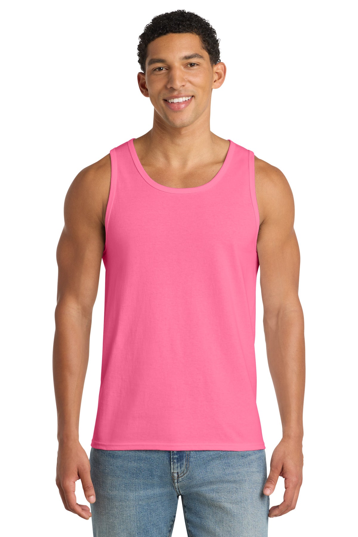 Port & Co Core Cotton Tank Top.  PC54TT in Neon Pink