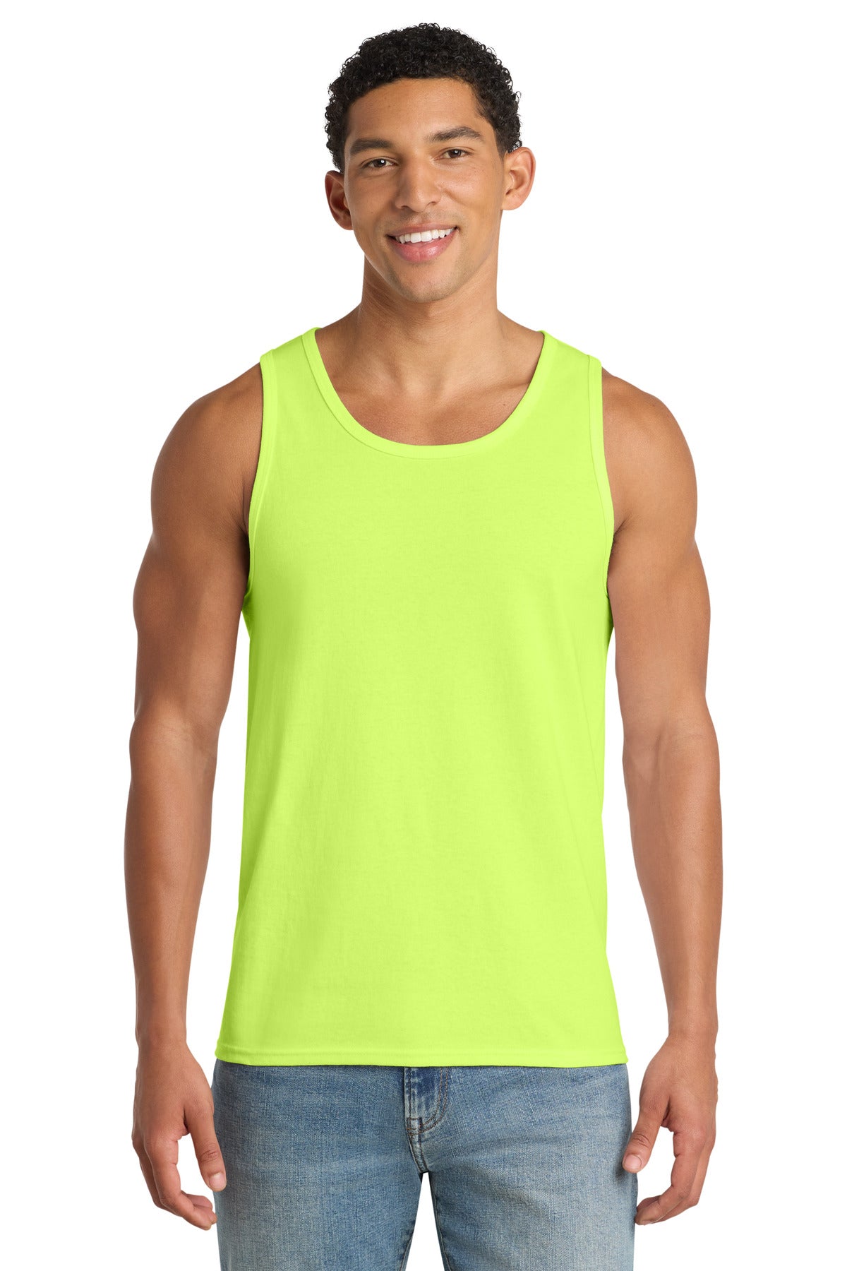 Port & Co Core Cotton Tank Top.  PC54TT in Neon Yellow