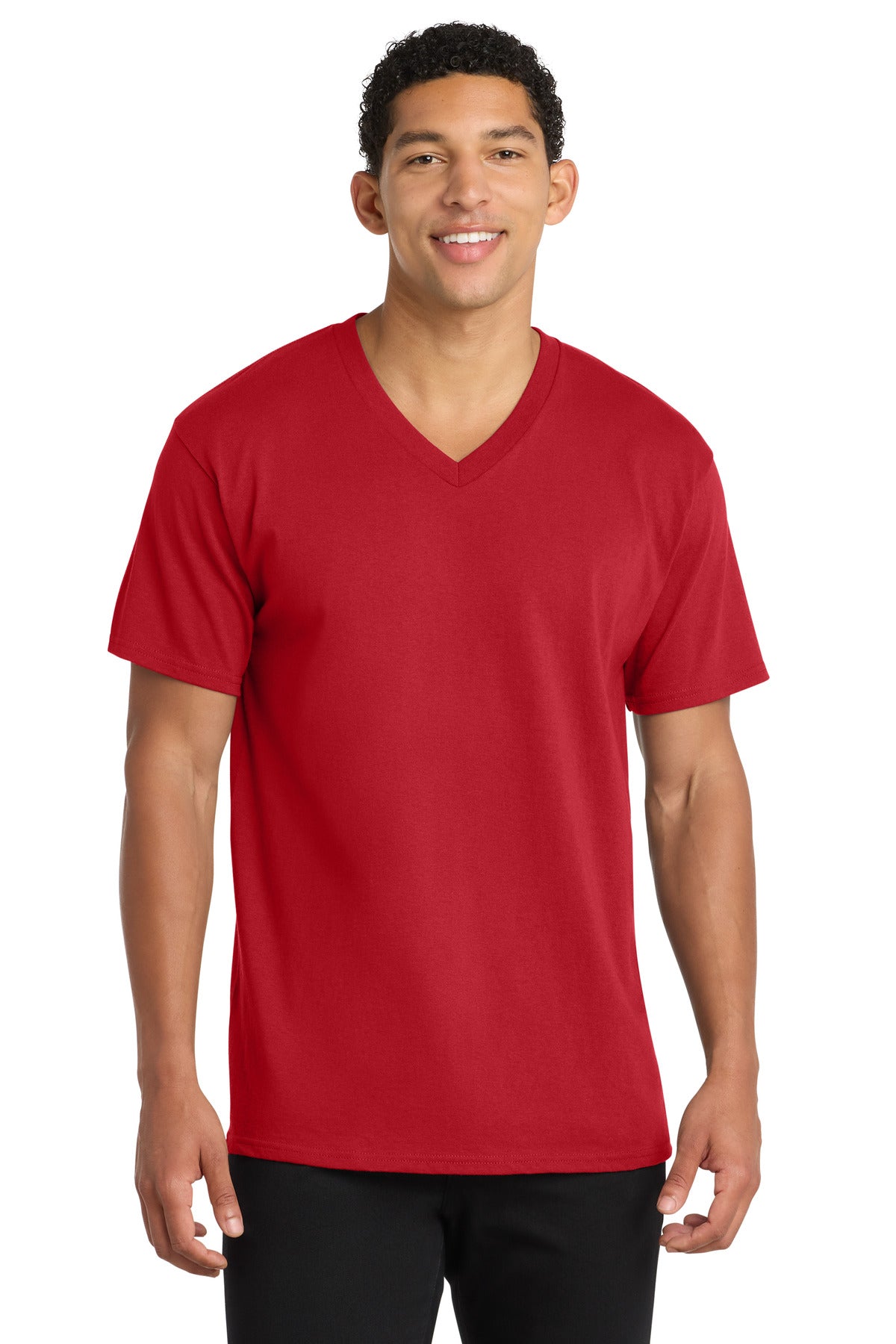 Port & Co Core Cotton V-Neck Tee. PC54V in Red