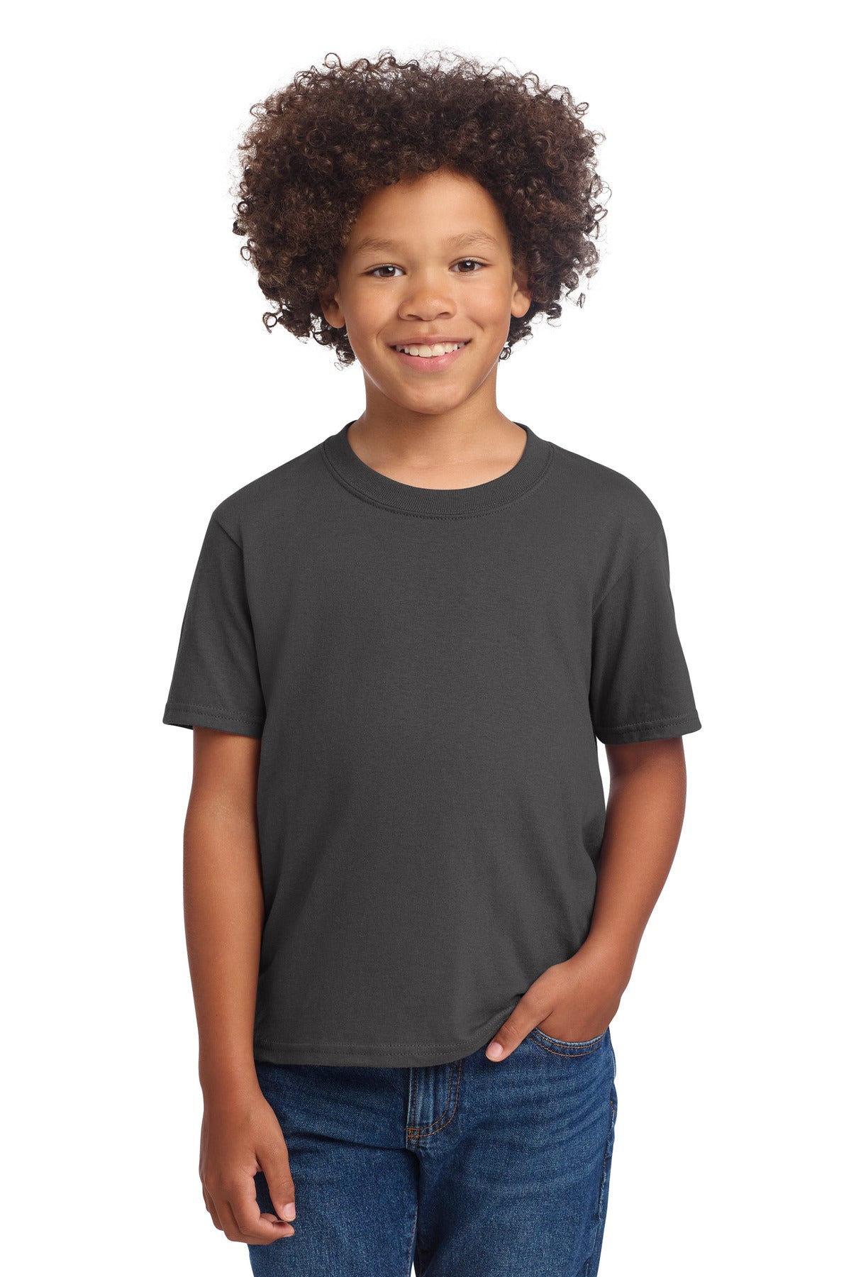 Port & Co Youth Core Cotton DTG Tee PC54YDTG in Charcoal