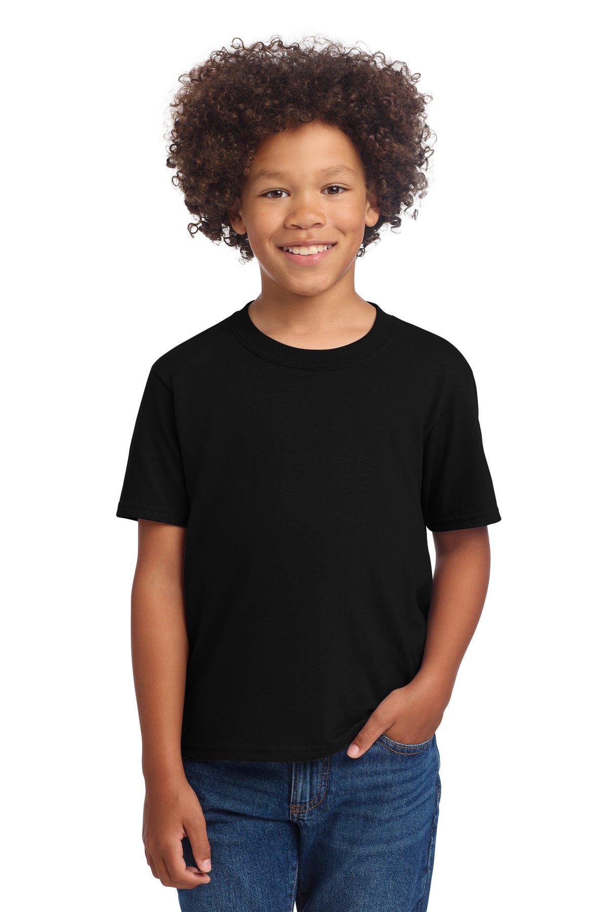Port & Co Youth Core Cotton DTG Tee PC54YDTG in Jet Black