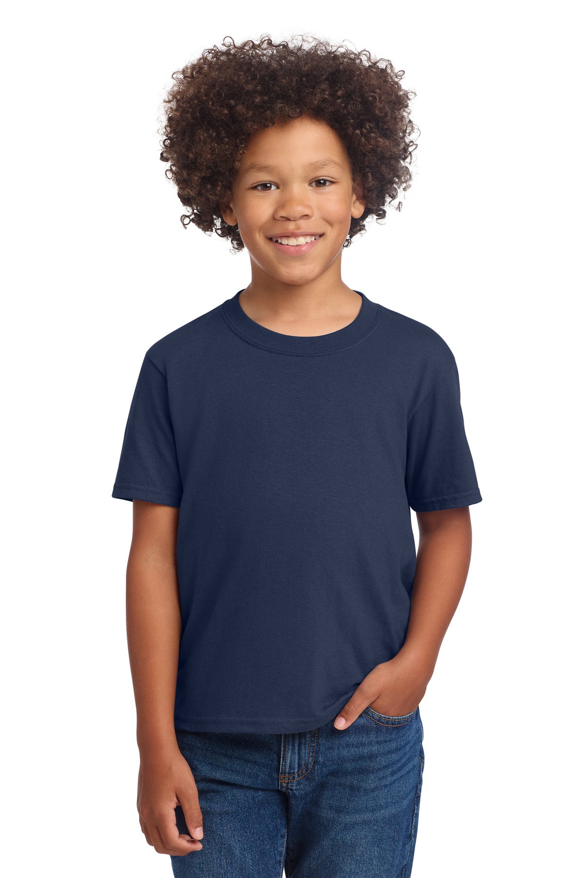 Port & Co Youth Core Cotton DTG Tee PC54YDTG in Navy