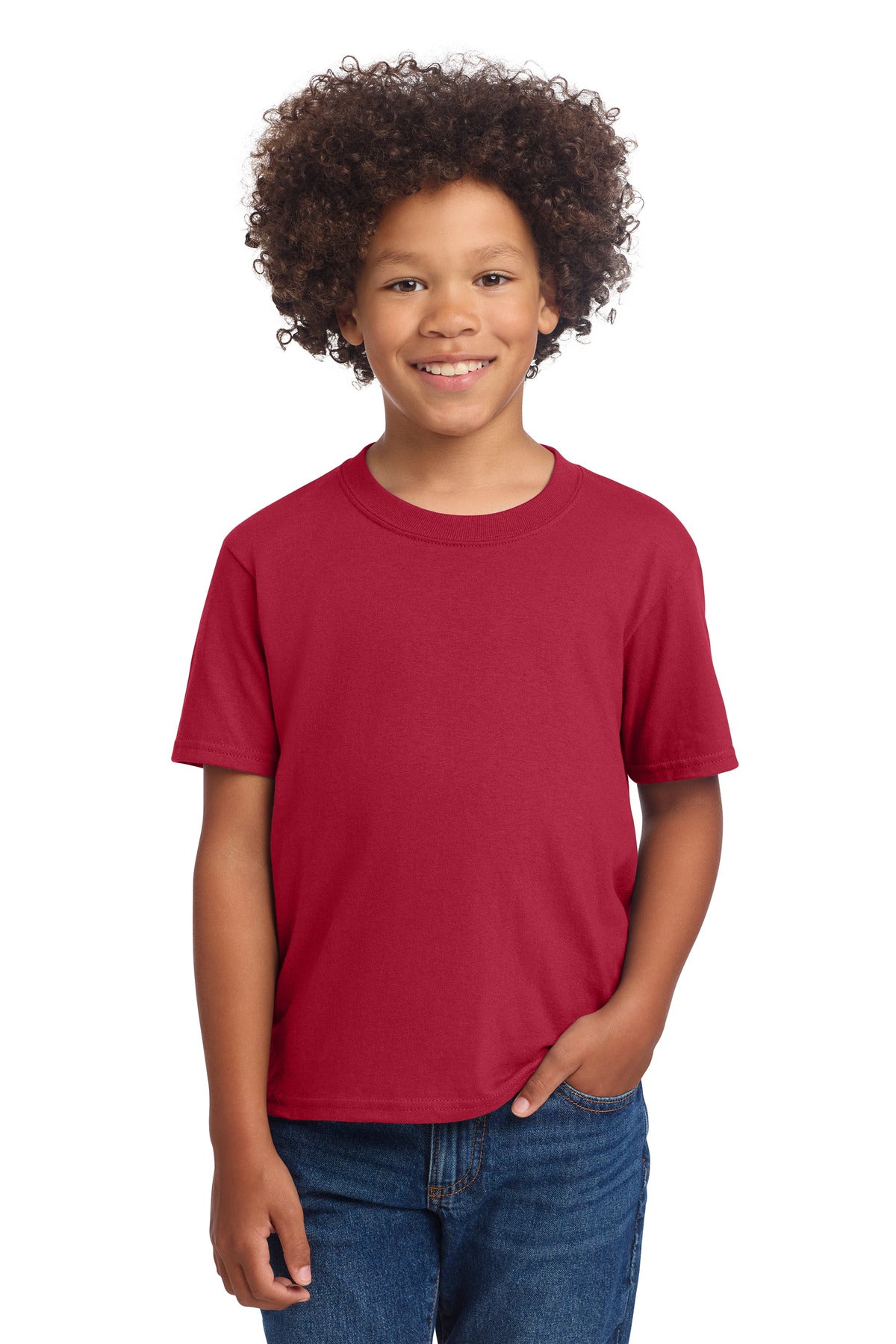 Port & Co Youth Core Cotton DTG Tee PC54YDTG in Red