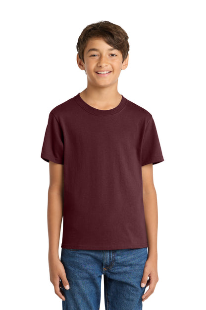Port & Co Youth Core Cotton Tee. PC54Y in Athletic Maroon