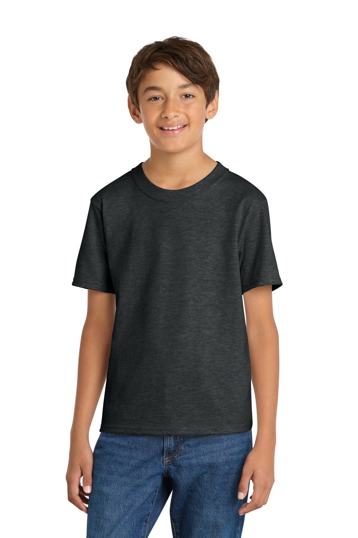 Port & Co Youth Core Cotton Tee. PC54Y in Black Heather