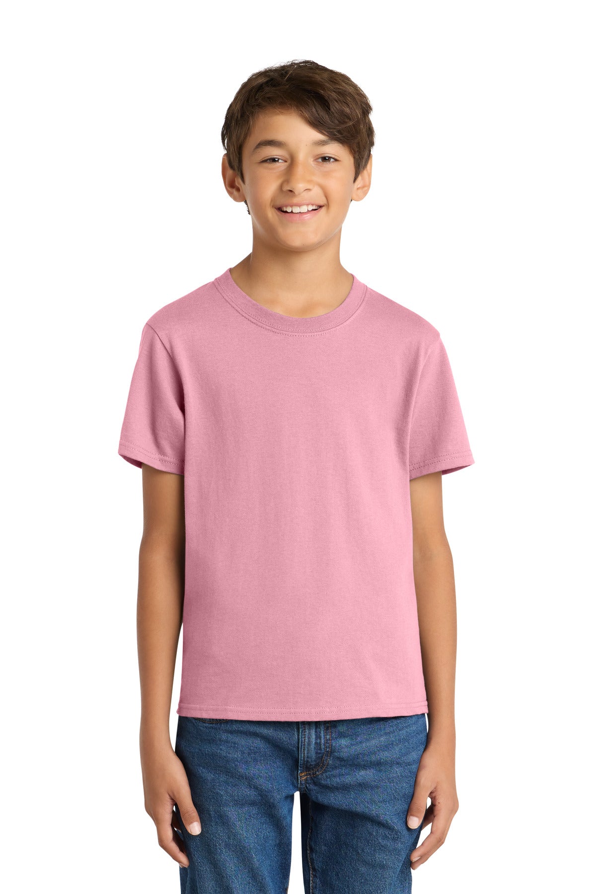 Port & Co Youth Core Cotton Tee. PC54Y in Candy Pink